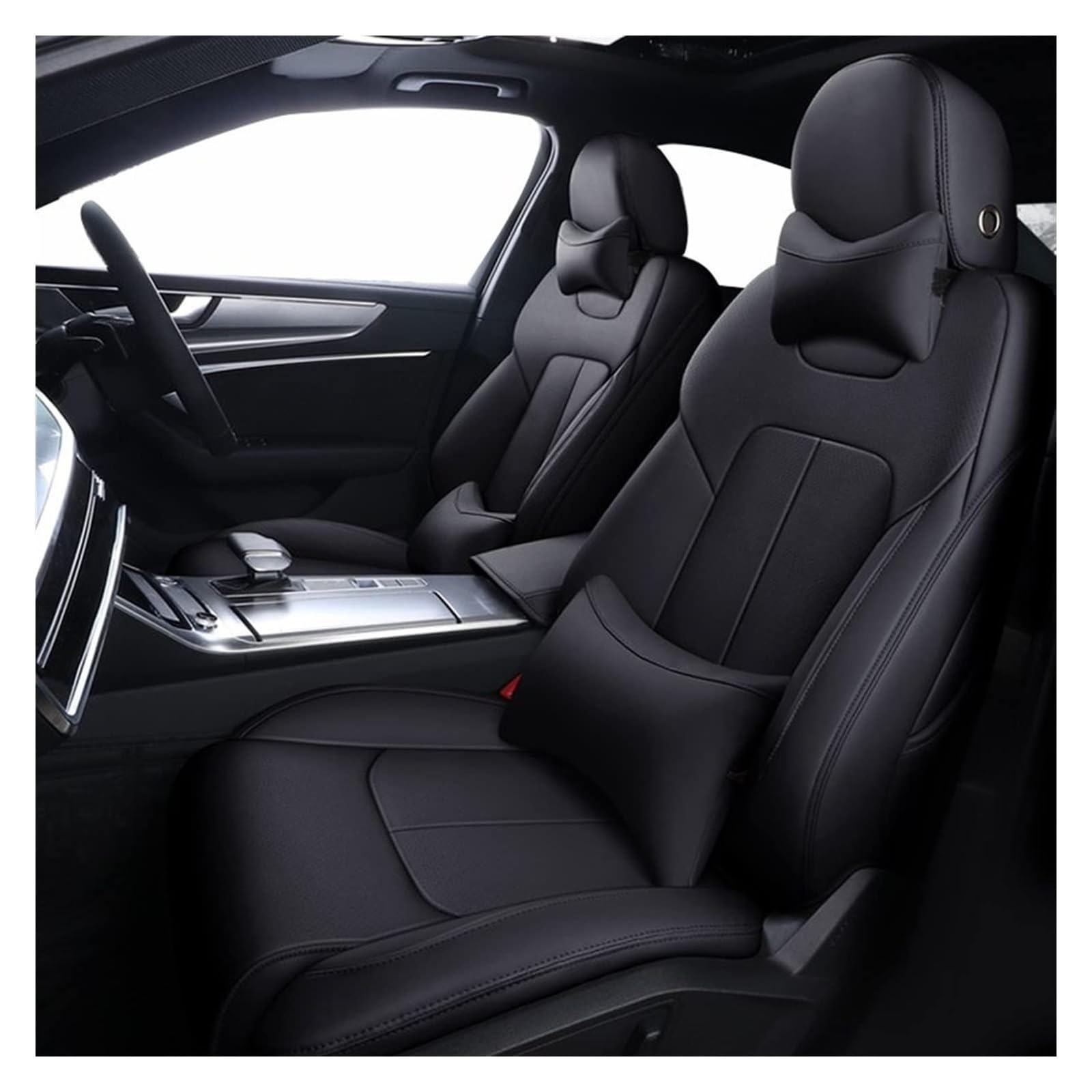 VKVZGPRARW Auto Sitzbezug Für Dodge Für Journey Für Caliber Für Avenger Für Challenger Für Charger Autositzkissenschutz Custom Car Seat Cover Set(Schwarz) von VKVZGPRARW