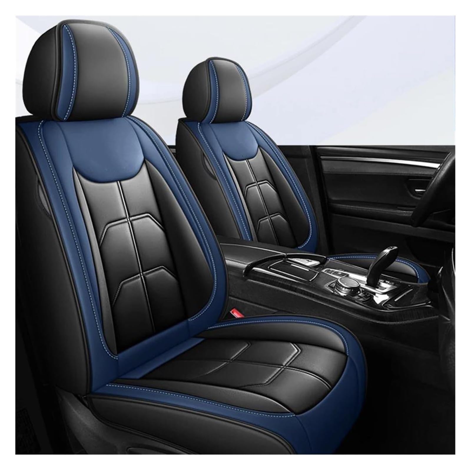 VKVZGPRARW Auto Sitzbezug Für Fabia Für Rapid Für Yeti Für Combi Für Karop Autositzschoner Autositzbezug Autositzbezüge Universal Für Alle Automodelle(Black Blue) von VKVZGPRARW