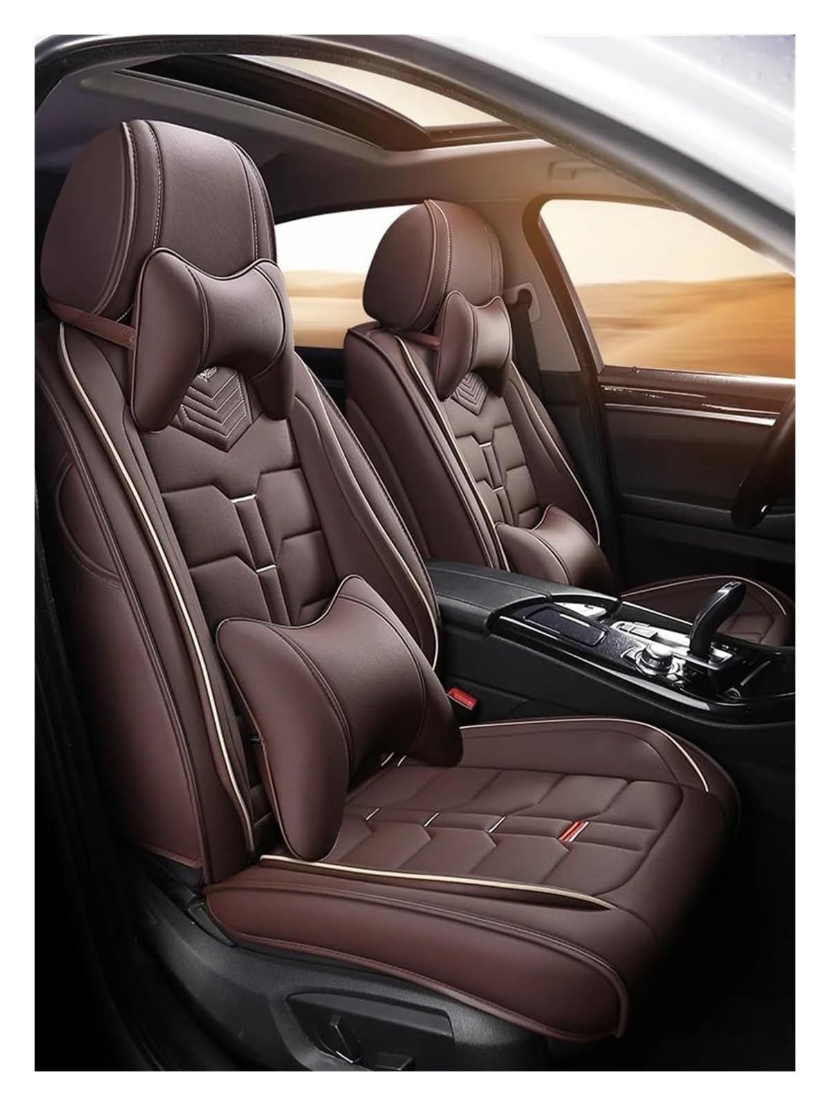 VKVZGPRARW Auto Sitzbezug Für Fiesta Für Mondeo MK4 Für Kodiaq Für Octavia 2 Für A&lfa 159 Für M&ercedes W204 W205 Autositzbezüge 5 Sitze Universal(Coffee) von VKVZGPRARW