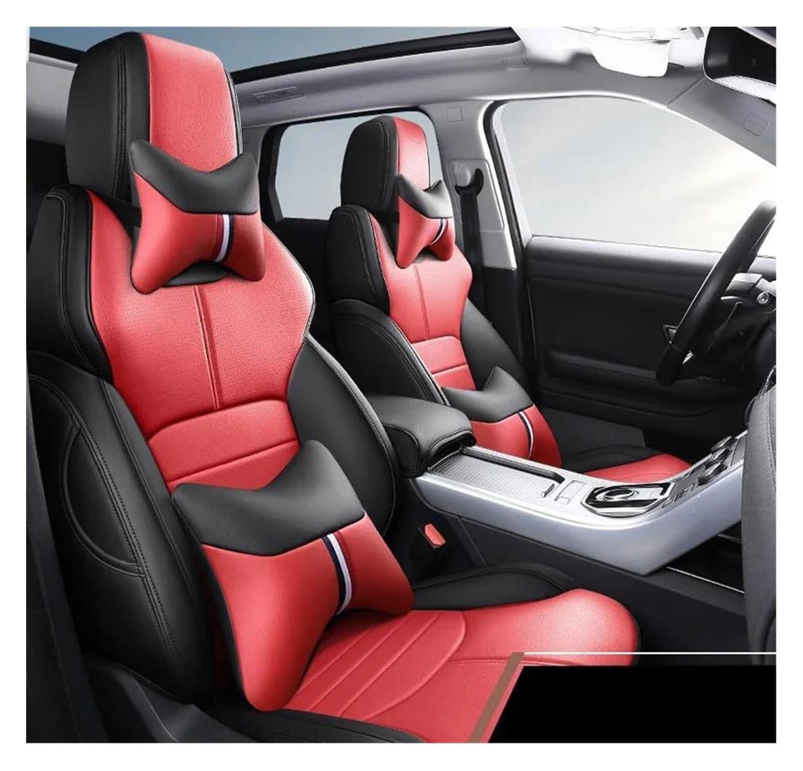 VKVZGPRARW Auto Sitzbezug Für Grand Cherokee Für Commander Für Wrangler JK Für Renegade Für Cherokee Für Patriot Für Kompass Auto Sitzbezug(Black Red Lux) von VKVZGPRARW
