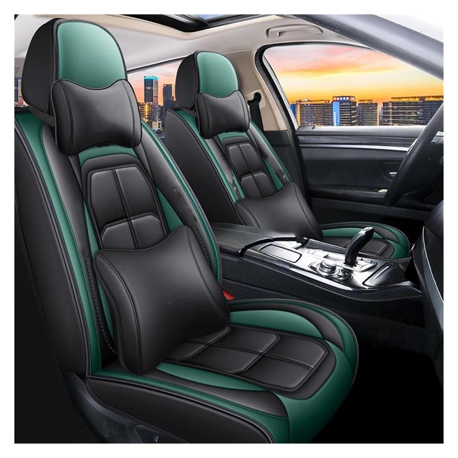 VKVZGPRARW Auto Sitzbezug Für KIA Alle Automodelle Für Sportage Für Ceed Für Rio Für NIRO Für Stinger Innen Auto Sitzbezug Autositzbezüge Universal(Blue Pillow) von VKVZGPRARW