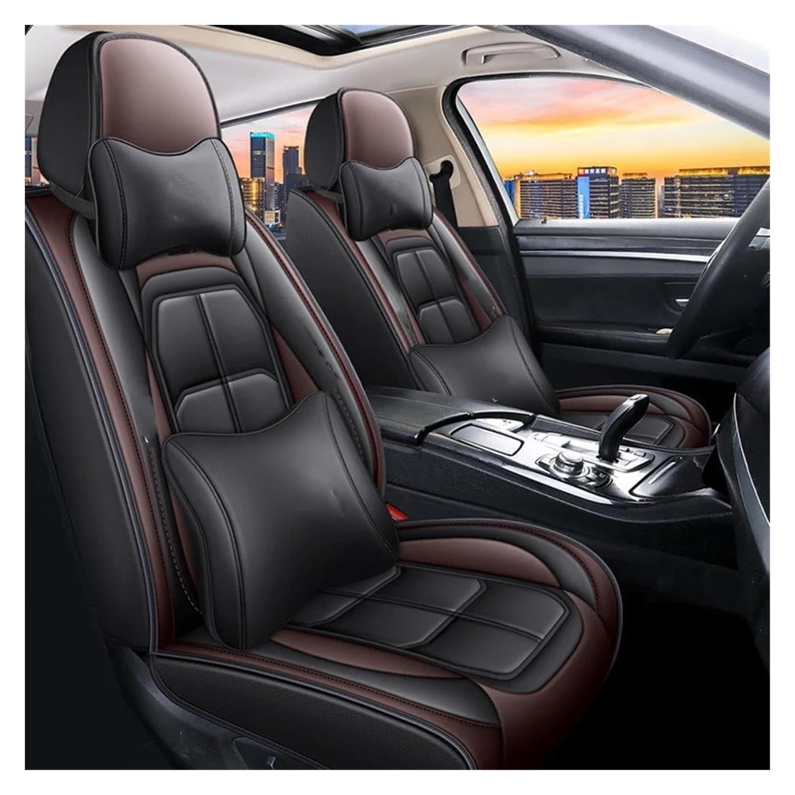 VKVZGPRARW Auto Sitzbezug Für KIA Alle Automodelle Für Sportage Für Ceed Für Rio Für NIRO Für Stinger Innen Auto Sitzbezug Autositzbezüge Universal(Coffee Pillow) von VKVZGPRARW