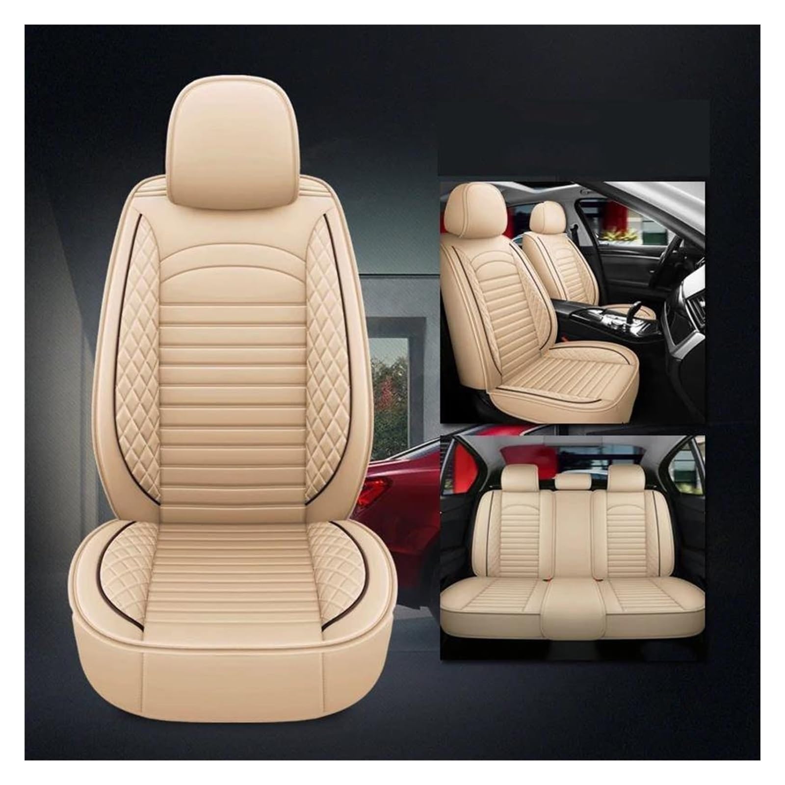 VKVZGPRARW Auto Sitzbezug Für M&EGANE Für Koleos Für Laguna Für Kadjar Für Scenic Für Espace Für Fluence Autositzbezüge Universal 5 Sitz Auto Sitzbezug(Beige A) von VKVZGPRARW