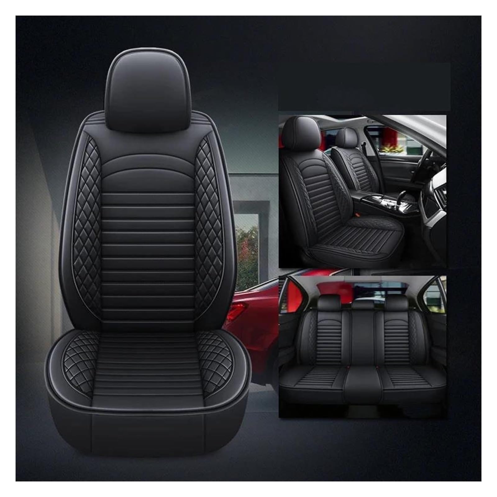 VKVZGPRARW Auto Sitzbezug Für M&EGANE Für Koleos Für Laguna Für Kadjar Für Scenic Für Espace Für Fluence Autositzbezüge Universal 5 Sitz Auto Sitzbezug(Black A) von VKVZGPRARW
