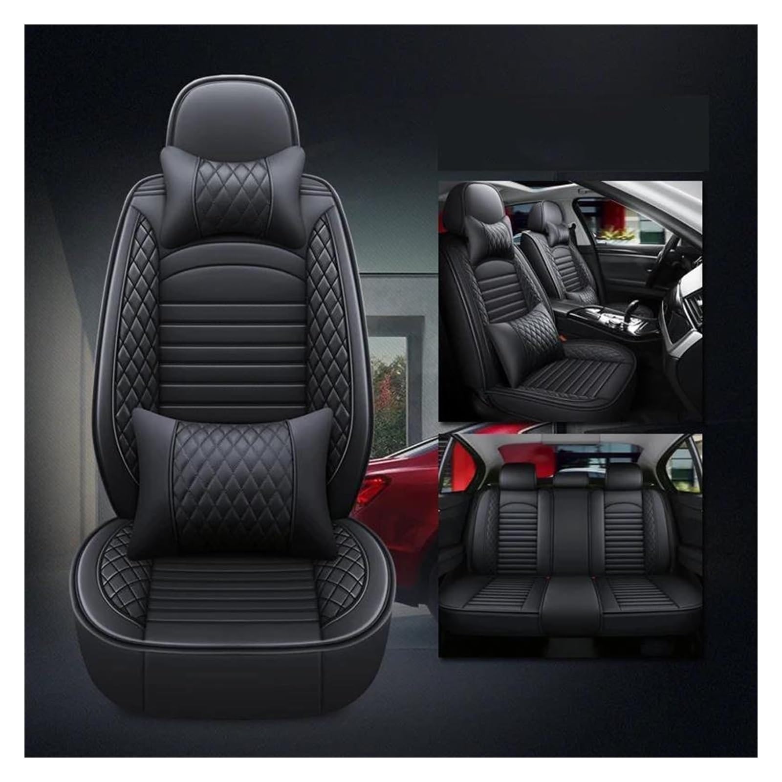 VKVZGPRARW Auto Sitzbezug Für M&EGANE Für Koleos Für Laguna Für Kadjar Für Scenic Für Espace Für Fluence Autositzbezüge Universal 5 Sitz Auto Sitzbezug(Black B) von VKVZGPRARW