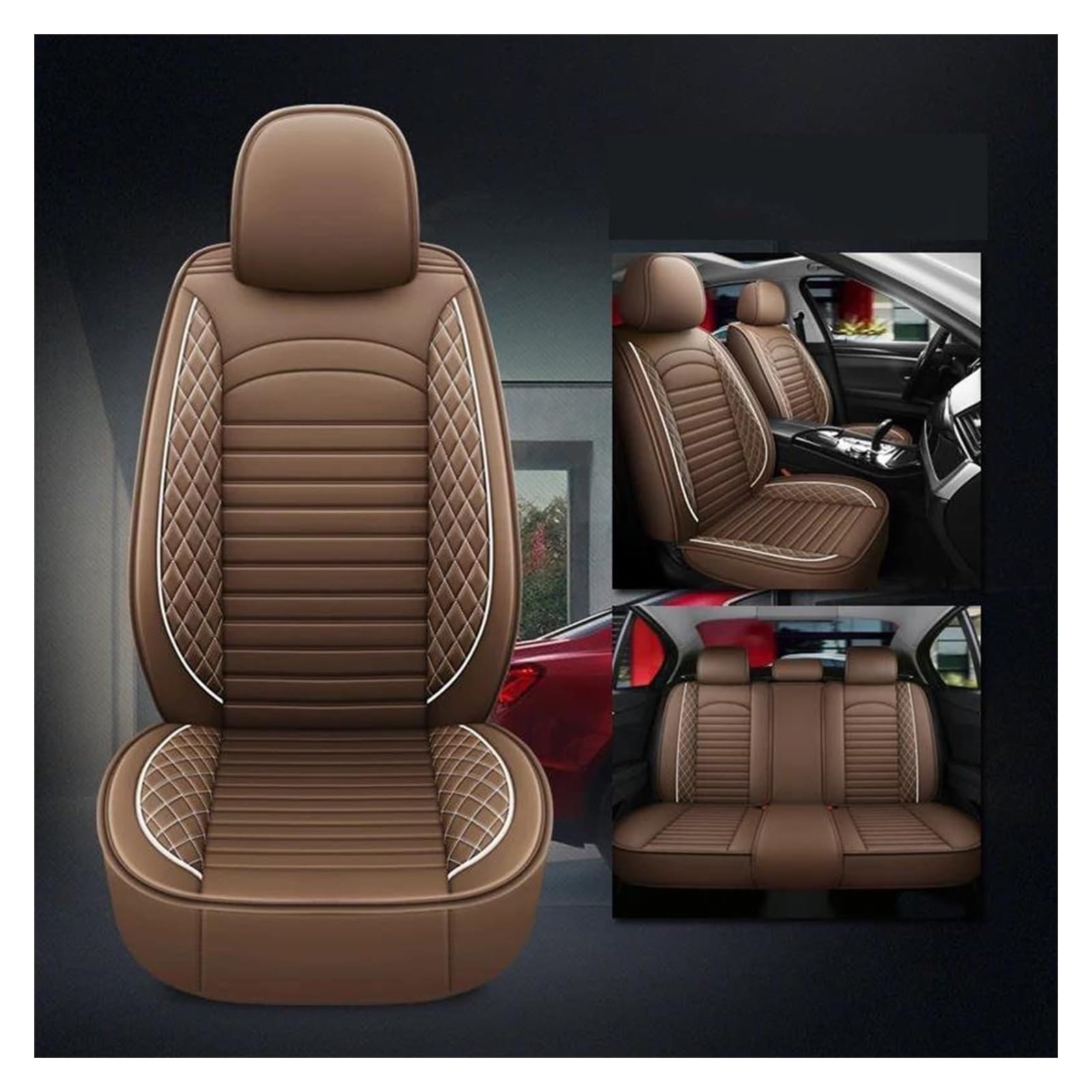 VKVZGPRARW Auto Sitzbezug Für M&EGANE Für Koleos Für Laguna Für Kadjar Für Scenic Für Espace Für Fluence Autositzbezüge Universal 5 Sitz Auto Sitzbezug(Browm A) von VKVZGPRARW