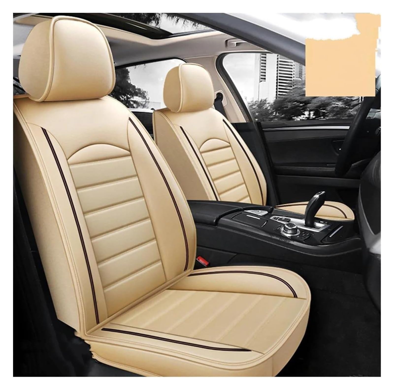 VKVZGPRARW Auto Sitzbezug Für M&ITSUBISHI Für Outlander ASX Für Eclipse Für Cross Autositzbezüge Autositzbezug Autositzbezüge Universal(Beige) von VKVZGPRARW