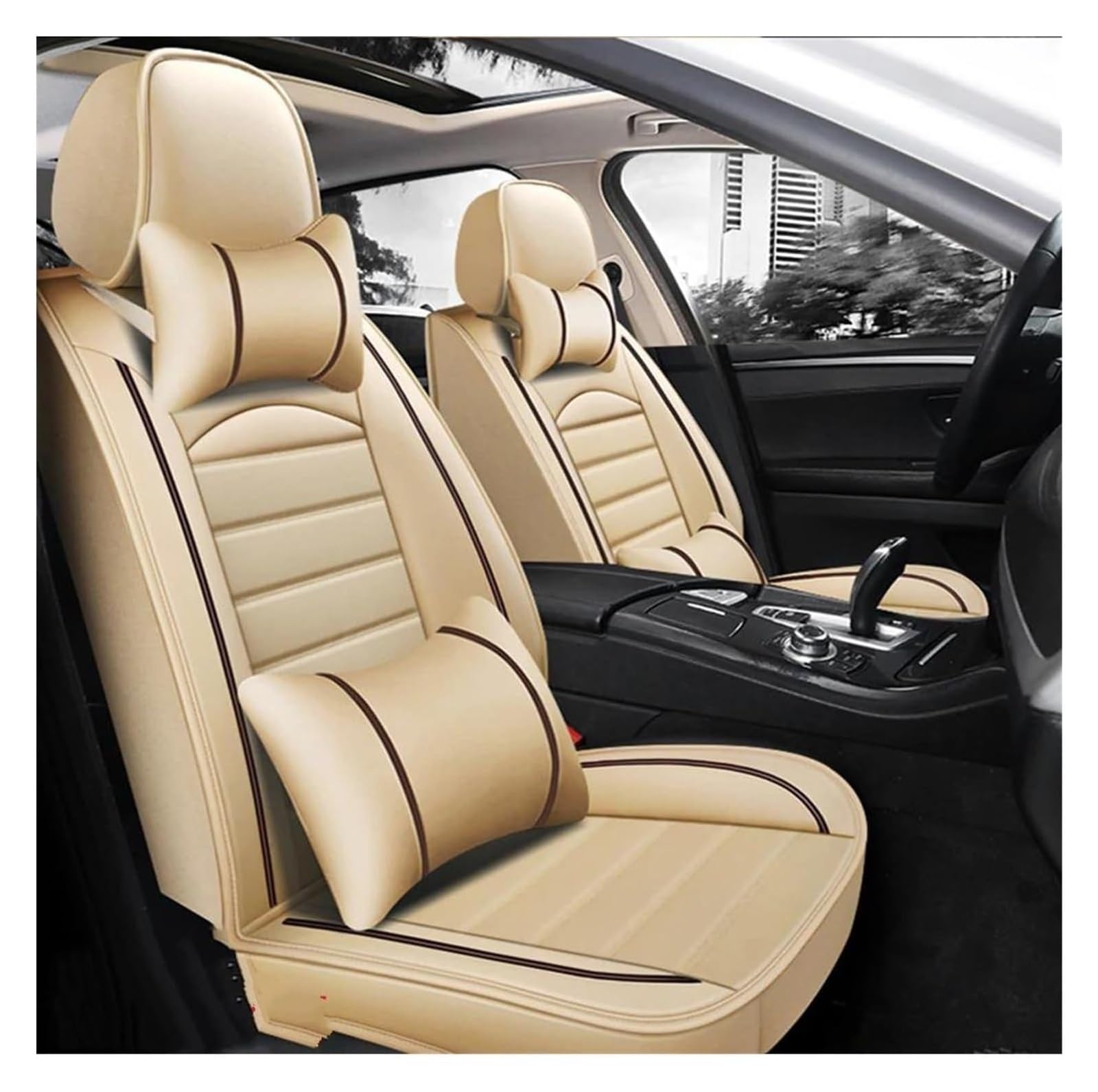 VKVZGPRARW Auto Sitzbezug Für M&ITSUBISHI Für Outlander ASX Für Eclipse Für Cross Autositzbezüge Autositzbezug Autositzbezüge Universal(Luxury Beige) von VKVZGPRARW