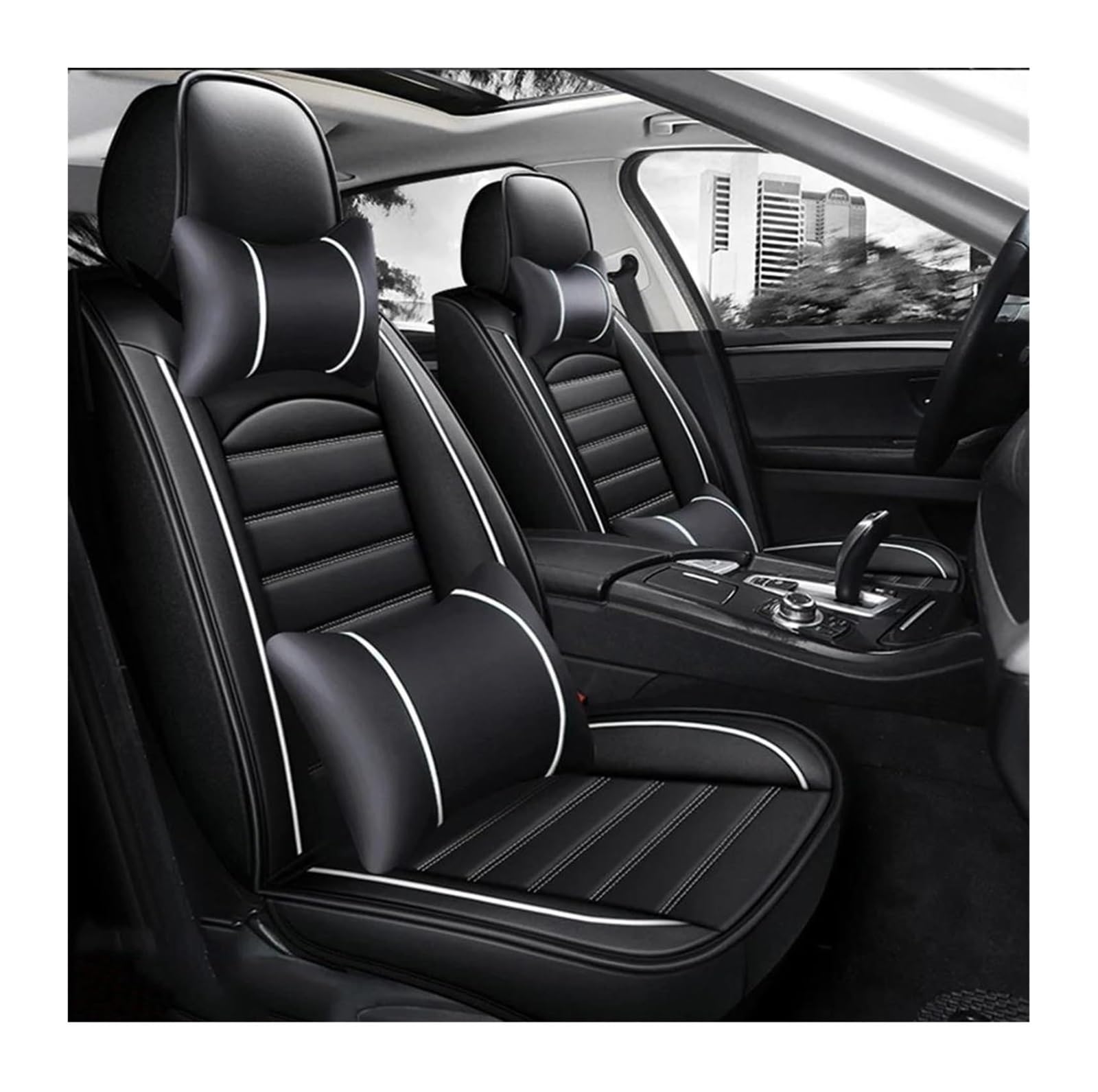 VKVZGPRARW Auto Sitzbezug Für M&ITSUBISHI Für Outlander Für ASX Für Eclipse Für Cross Für Lancer Autositzbezüge Autositzbezug Autositzbezüge(Luxury Black White) von VKVZGPRARW