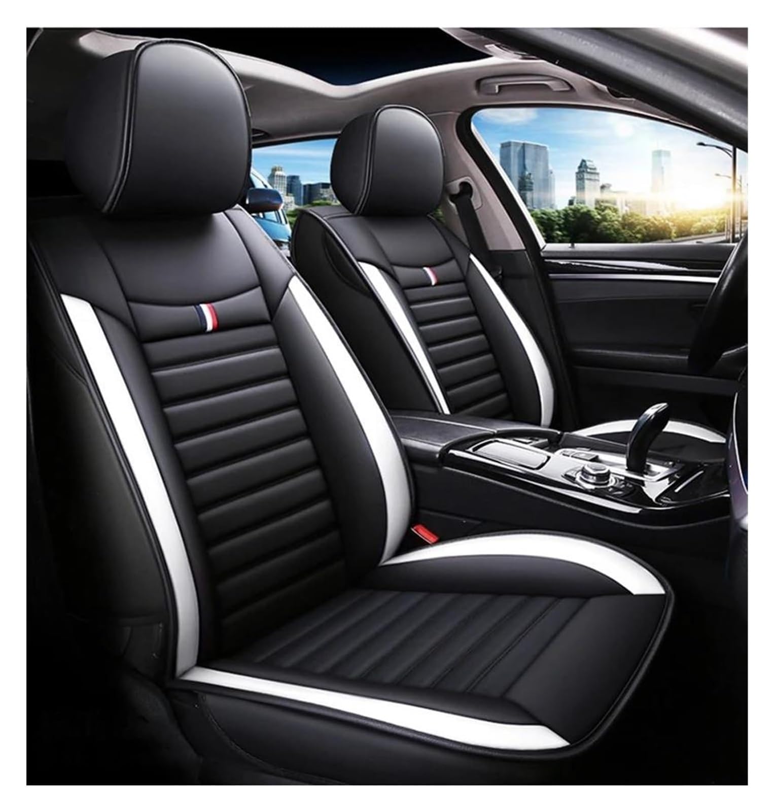 VKVZGPRARW Auto Sitzbezug Für M&ercedes Für B&ENZ Für GLA CLA CLS GLC GLE GLK GLS CLK SLC SL ML GL Autositzschoner Abdeckung Autositzbezüge Universal(Black White) von VKVZGPRARW