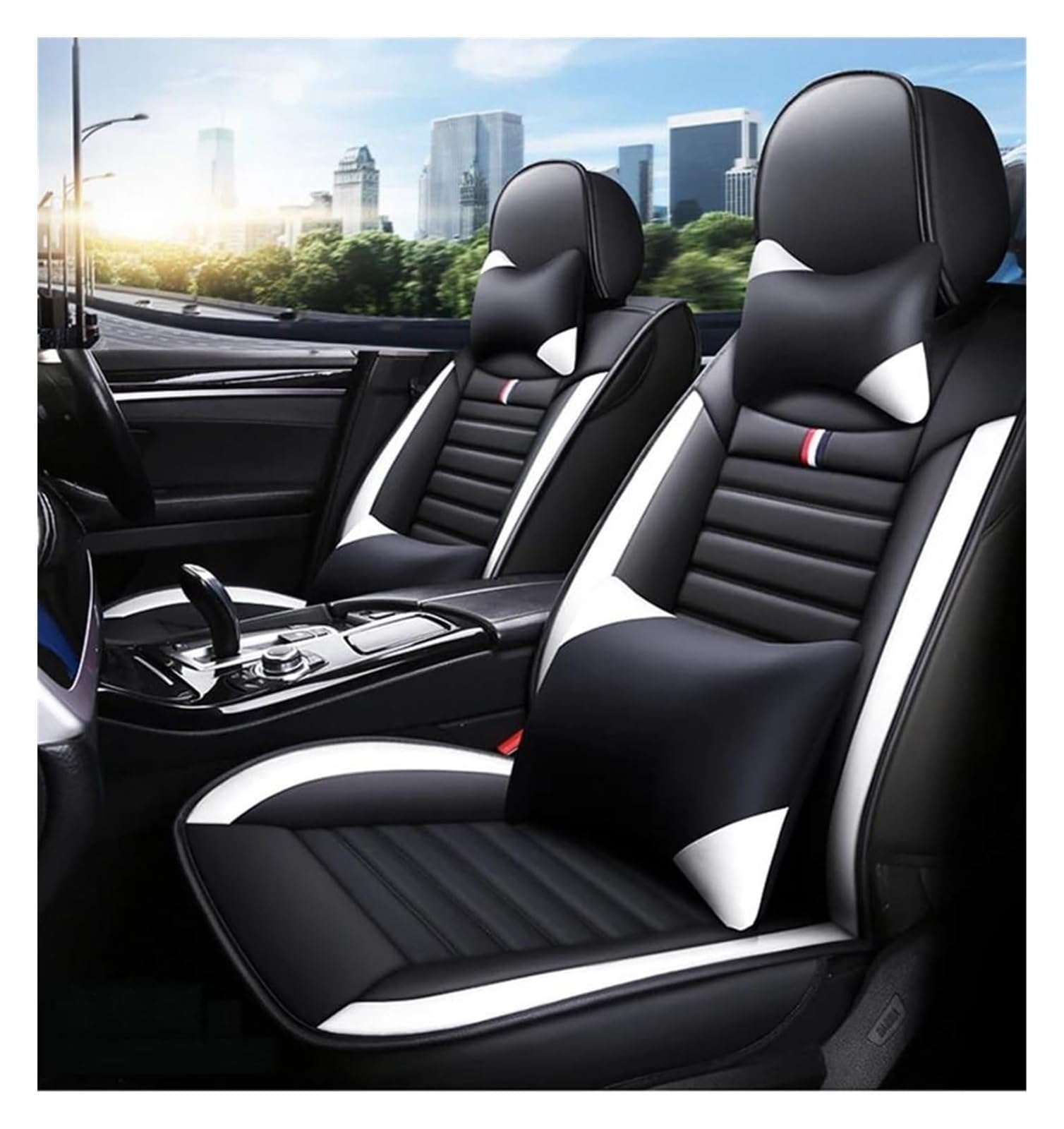 VKVZGPRARW Auto Sitzbezug Für M&ercedes Für B&ENZ Für GLA CLA CLS GLC GLE GLK GLS CLK SLC SL ML GL Autositzschoner Abdeckung Autositzbezüge Universal(Luxury Black White) von VKVZGPRARW
