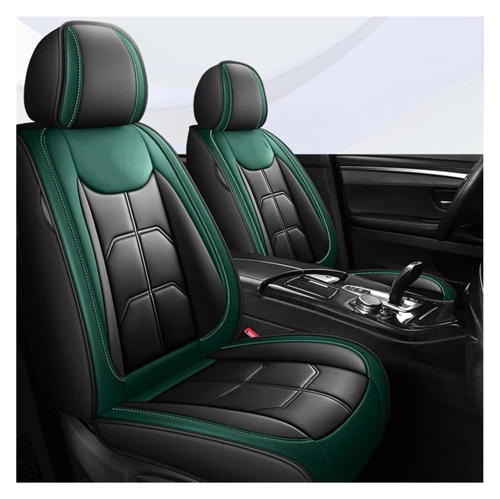 VKVZGPRARW Auto Sitzbezug Für Octavia Für Kodiaq Für Superb Für Waggon -Autositzschutzschützer Autositzabdeckung Autositz Deckung Universal Für Alle Automodelle(Black Green) von VKVZGPRARW