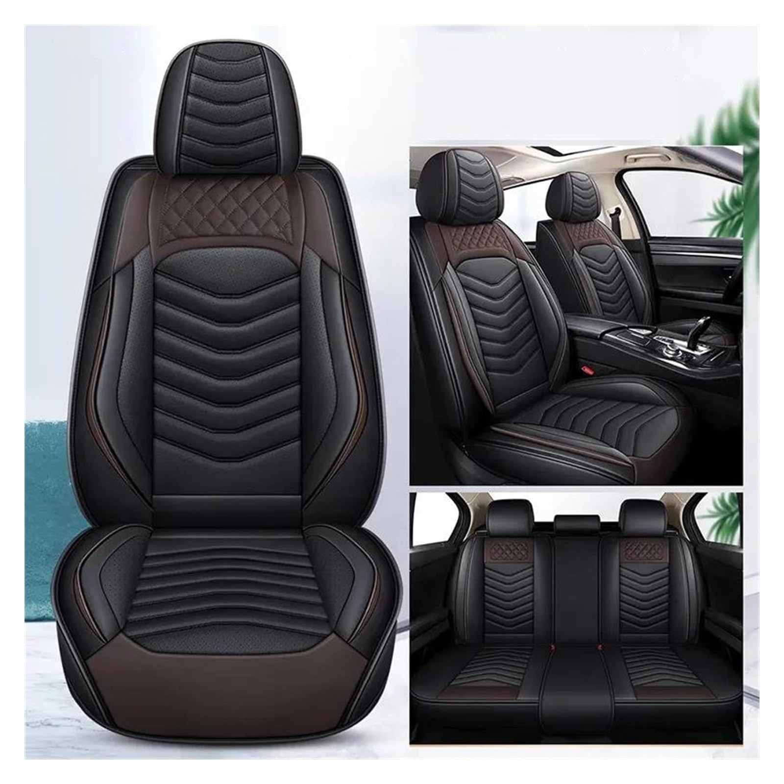 VKVZGPRARW Auto Sitzbezug Für P&eugeot Für 307 206 308 308S 407 207 406 408 301 508 5008 2008 Autositzbezüge 5-teiliges Set Autositzbezug(Black Coffee) von VKVZGPRARW