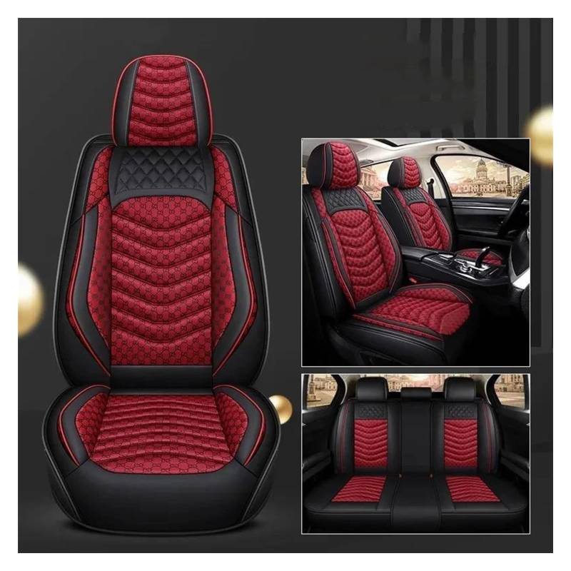 VKVZGPRARW Auto Sitzbezug Für P&eugeot Für 307 206 308 308S 407 207 406 408 301 508 5008 2008 Autositzbezüge 5-teiliges Set Autositzbezug(Black Red 4pcs) von VKVZGPRARW