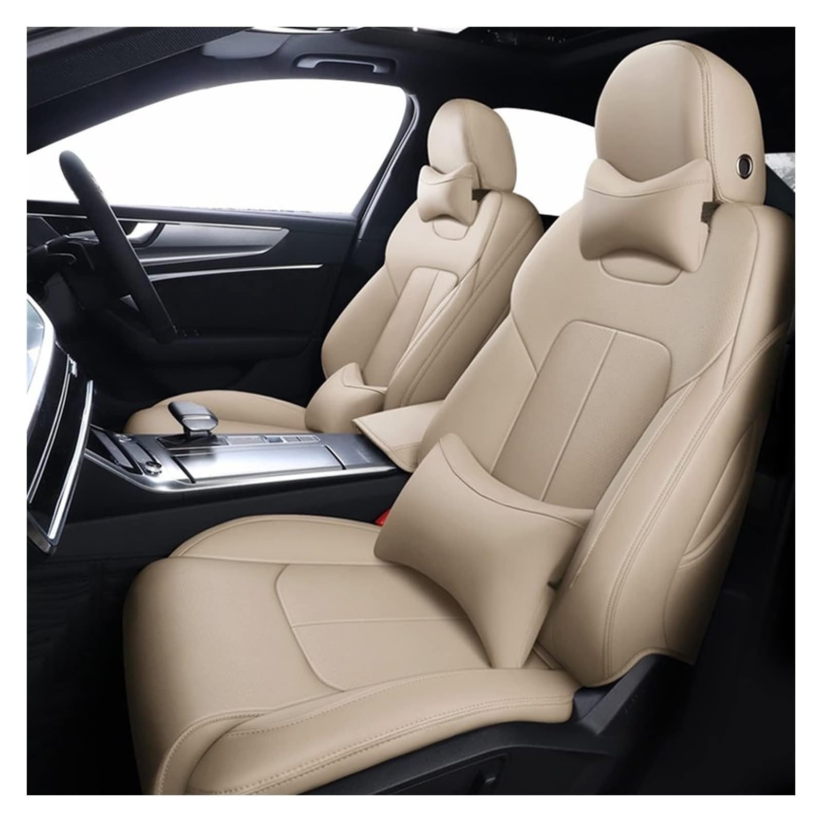 VKVZGPRARW Auto Sitzbezug Für QX70 FX QX60 FX37 QX50 EX QX56 Q50 Q60 QX80 G35 Auto Custom Sitzbezug Set Sitzkissenbezug Schutz(Beige,Deluxe Edition) von VKVZGPRARW