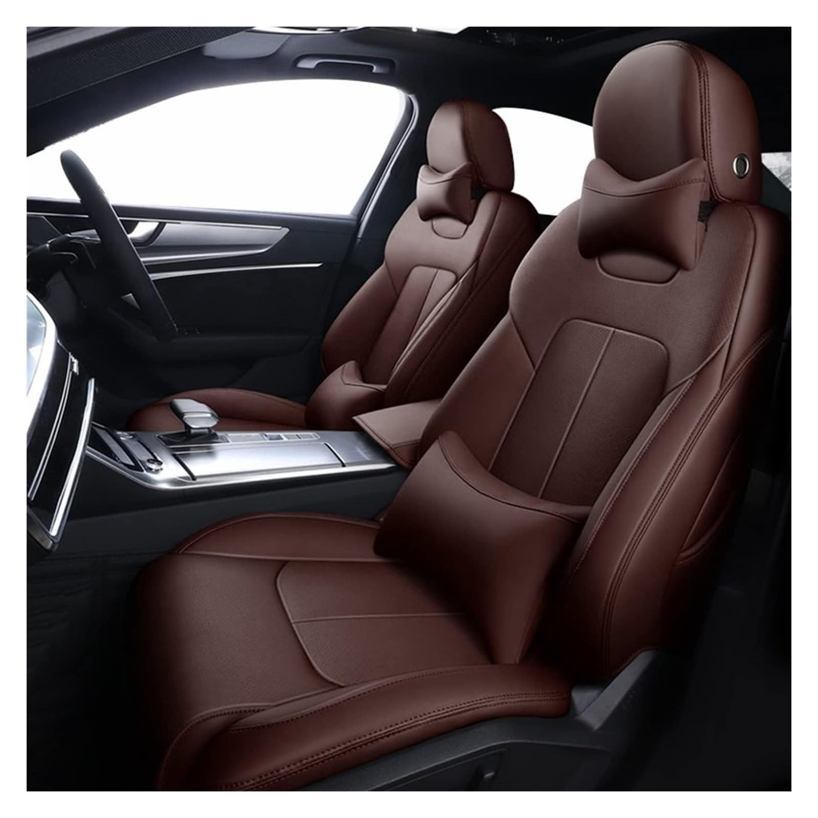 VKVZGPRARW Auto Sitzbezug Für QX70 FX QX60 FX37 QX50 EX QX56 Q50 Q60 QX80 G35 Autositzkissenbezug Schutz 1 Set Custom Car Seat Cover(Coffee Color,Deluxe Edition) von VKVZGPRARW