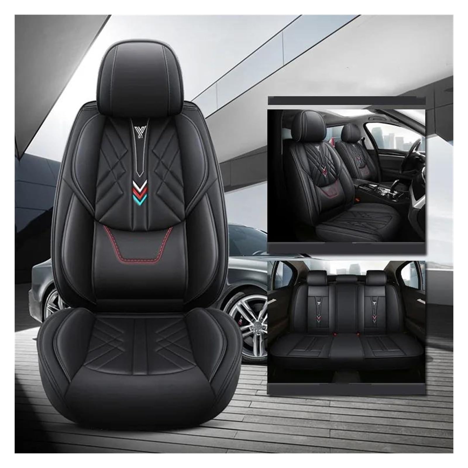 VKVZGPRARW Auto Sitzbezug Für Renegade Für Haval Für Dargo F7X Für A6 C7 A6 4F Für Hyundai Für Sonata Für Sonic Autositzbezüge Vollen Satz(Black A) von VKVZGPRARW