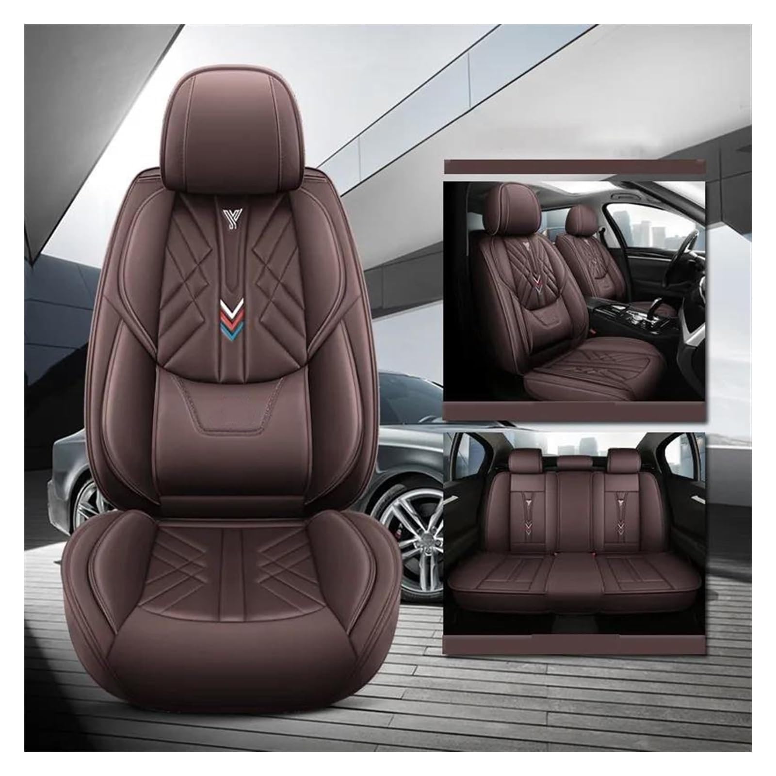 VKVZGPRARW Auto Sitzbezug Für Renegade Für Haval Für Dargo F7X Für A6 C7 A6 4F Für Hyundai Für Sonata Für Sonic Autositzbezüge Vollen Satz(Brown A) von VKVZGPRARW