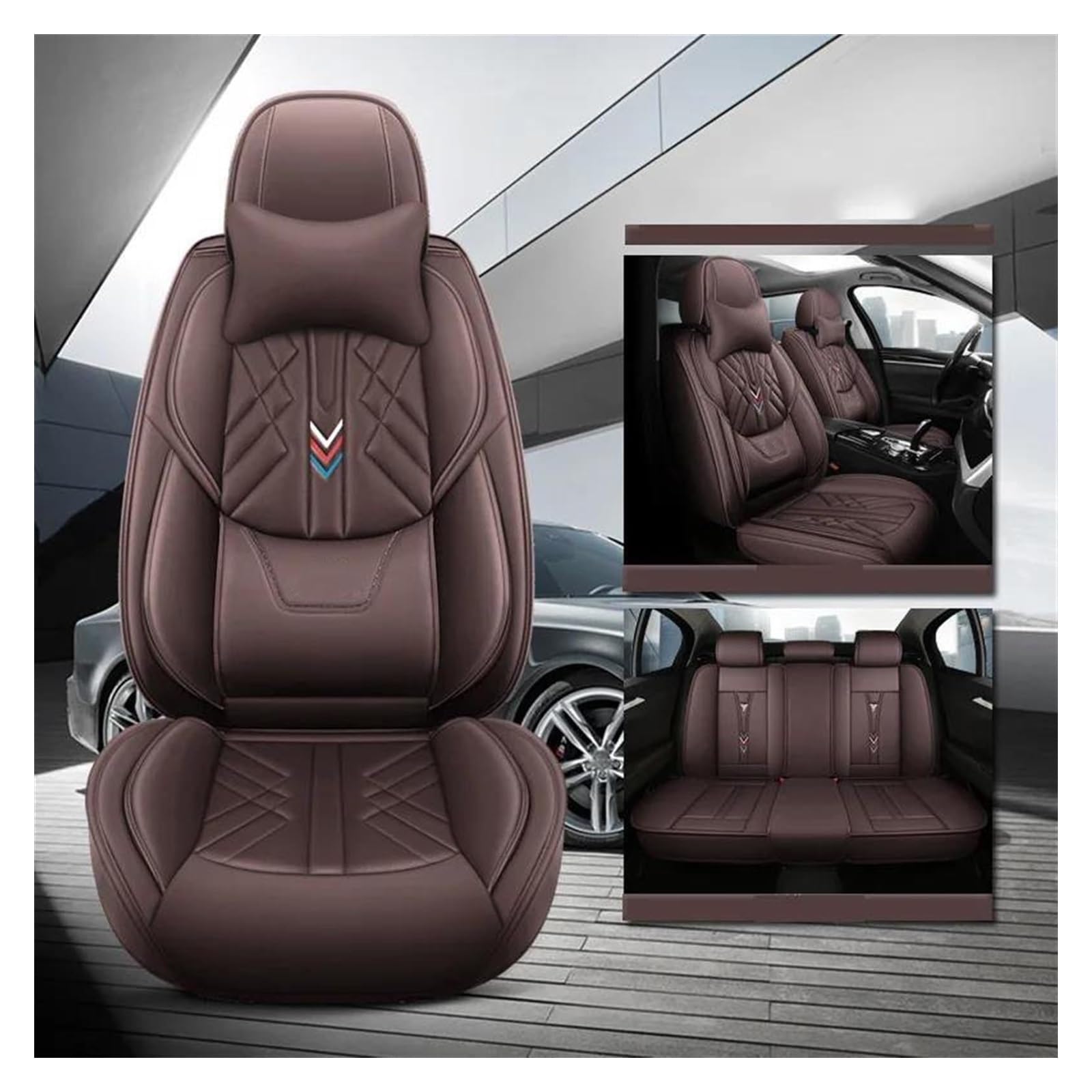 VKVZGPRARW Auto Sitzbezug Für Renegade Für Haval Für Dargo F7X Für A6 C7 A6 4F Für Hyundai Für Sonata Für Sonic Autositzbezüge Vollen Satz(Brown B) von VKVZGPRARW
