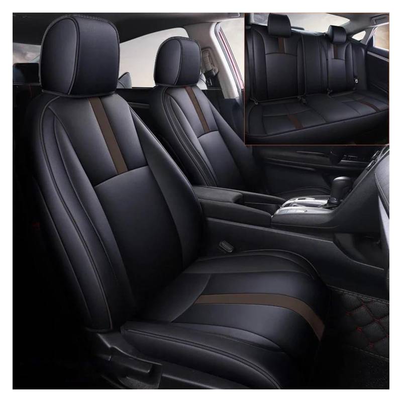 VKVZGPRARW Auto Sitzbezug Für Select Für Civic 2016–2021 Jahre, Modisches Komplettes Set, wasserdichte Kunstleder-Autositzbezüge, Spezielle Auto-Sitzbezüge(Black Coffee) von VKVZGPRARW