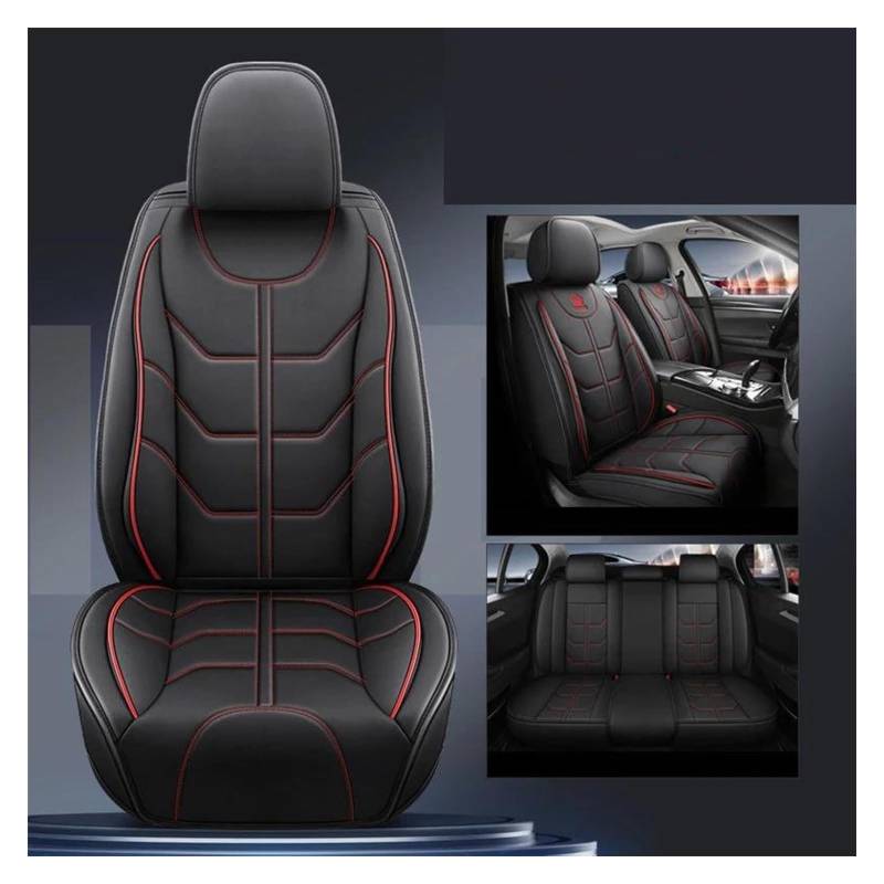 VKVZGPRARW Auto Sitzbezug Für T&oyota Alle Automodelle Für Auris Für Avensis Für Crown Für 4Runner Für Harrier FJ Für Cruiser Für Mark X Autositzbezüge(Black Red 4pcs) von VKVZGPRARW