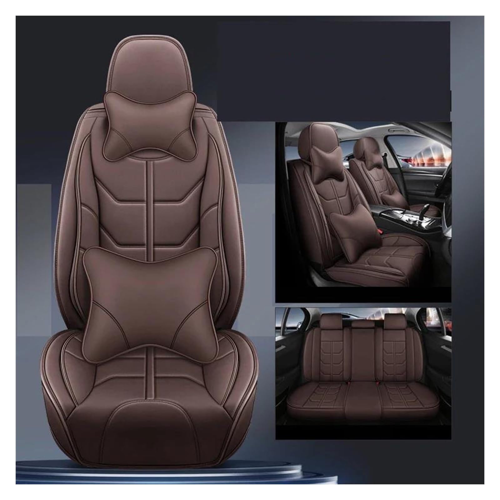 VKVZGPRARW Auto Sitzbezug Für T&oyota Alle Automodelle Für Auris Für Avensis Für Crown Für 4Runner Für Harrier FJ Für Cruiser Für Mark X Autositzbezüge(Coffee A) von VKVZGPRARW