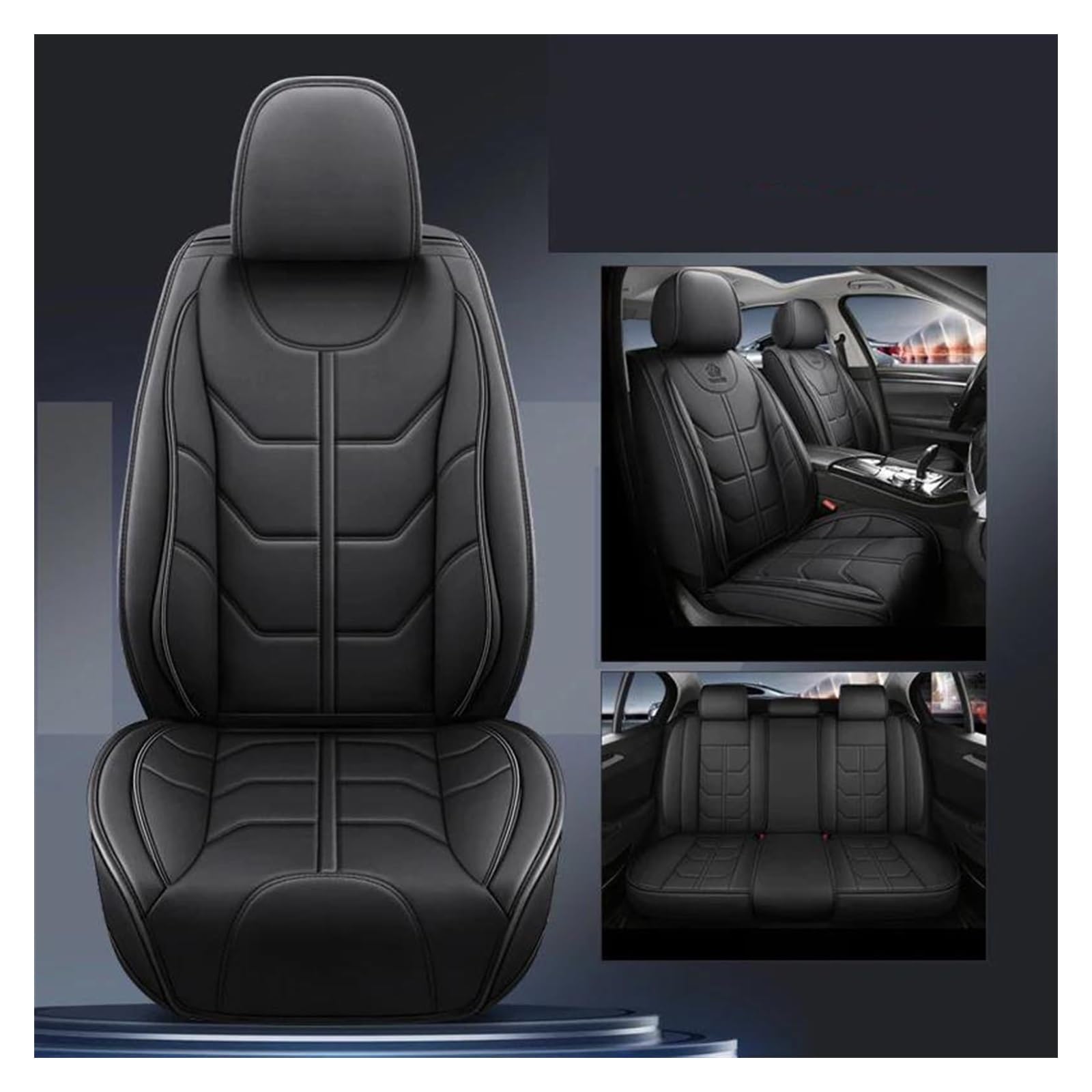 VKVZGPRARW Auto Sitzbezug Für T&oyota Alle Automodelle Für Auris Für Avensis Für Crown Für 4Runner Für Harrier FJ Für Cruiser Für Mark X Autositzbezüge(Schwarz) von VKVZGPRARW
