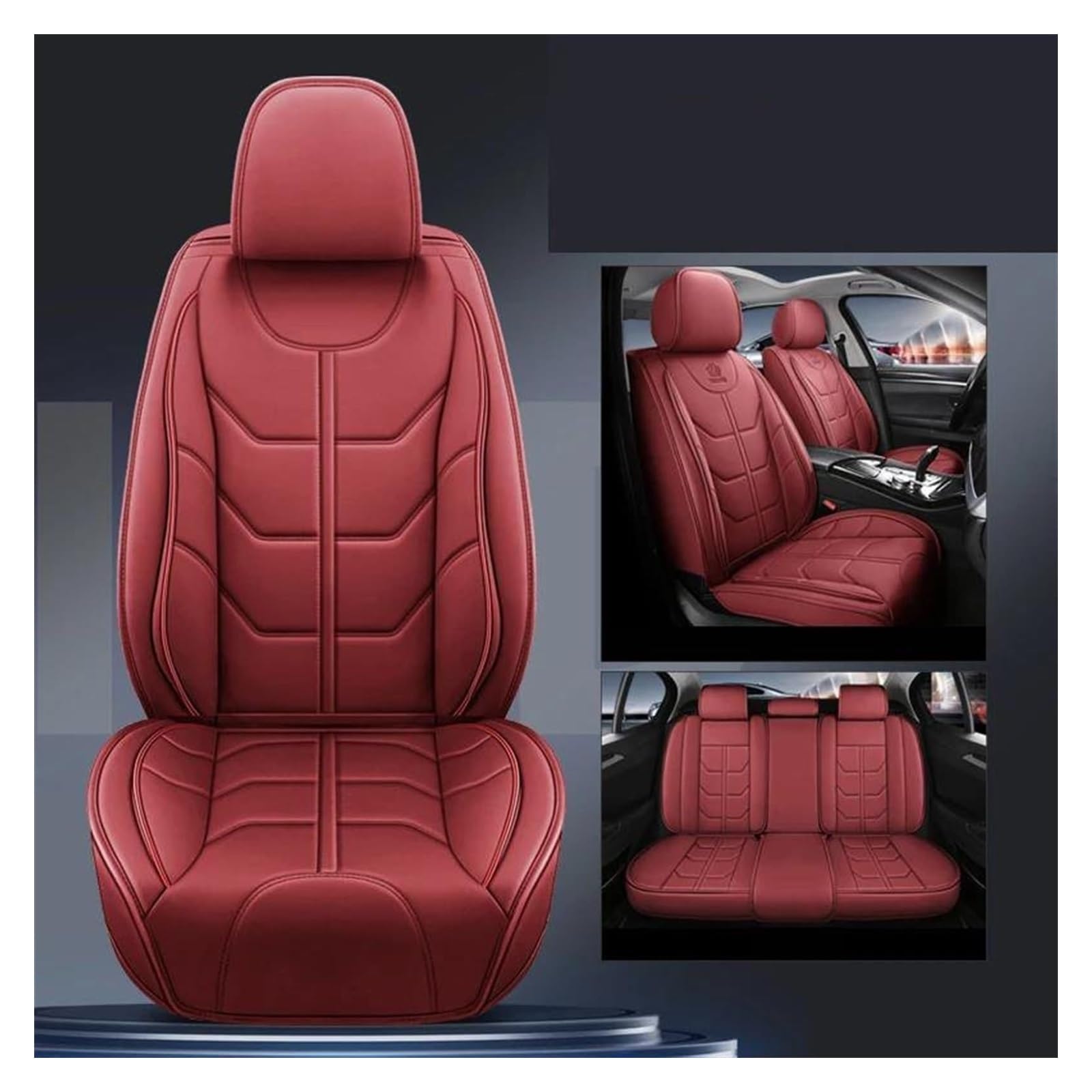 VKVZGPRARW Auto Sitzbezug Für T&oyota Alle Automodelle Für Auris Für Avensis Für Crown Für 4Runner Für Harrier FJ Für Cruiser Für Mark X Autositzbezüge(Wine RED) von VKVZGPRARW