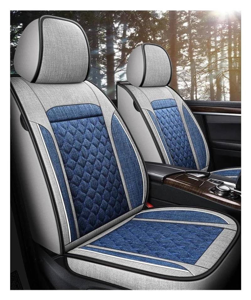 VKVZGPRARW Auto Sitzbezug Für T&oyota Alle Automodelle Für Corolla Für Yaris Für Prius Für Vios Universal Flachs Zubehör Autositzbezug Autositzbezüge(Gray Blue) von VKVZGPRARW