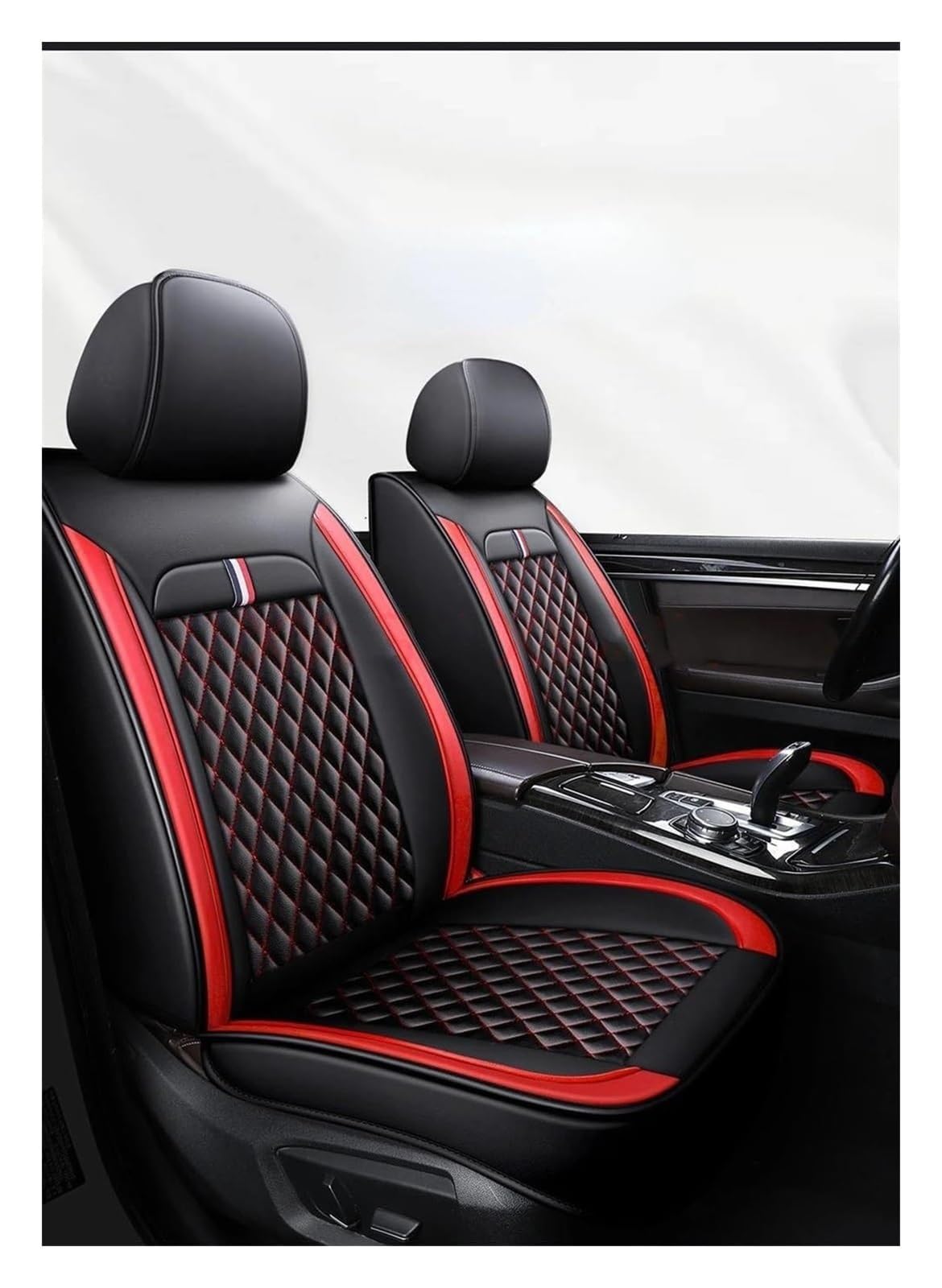 VKVZGPRARW Auto Sitzbezug Für T&oyota Alle Modelle Für Corolla Für Yaris Für Prius Für Vios Für Kluger Für Sequoia Für Rush Für Avalon Auto Sitz Abdeckung(Black Red 4pcs) von VKVZGPRARW