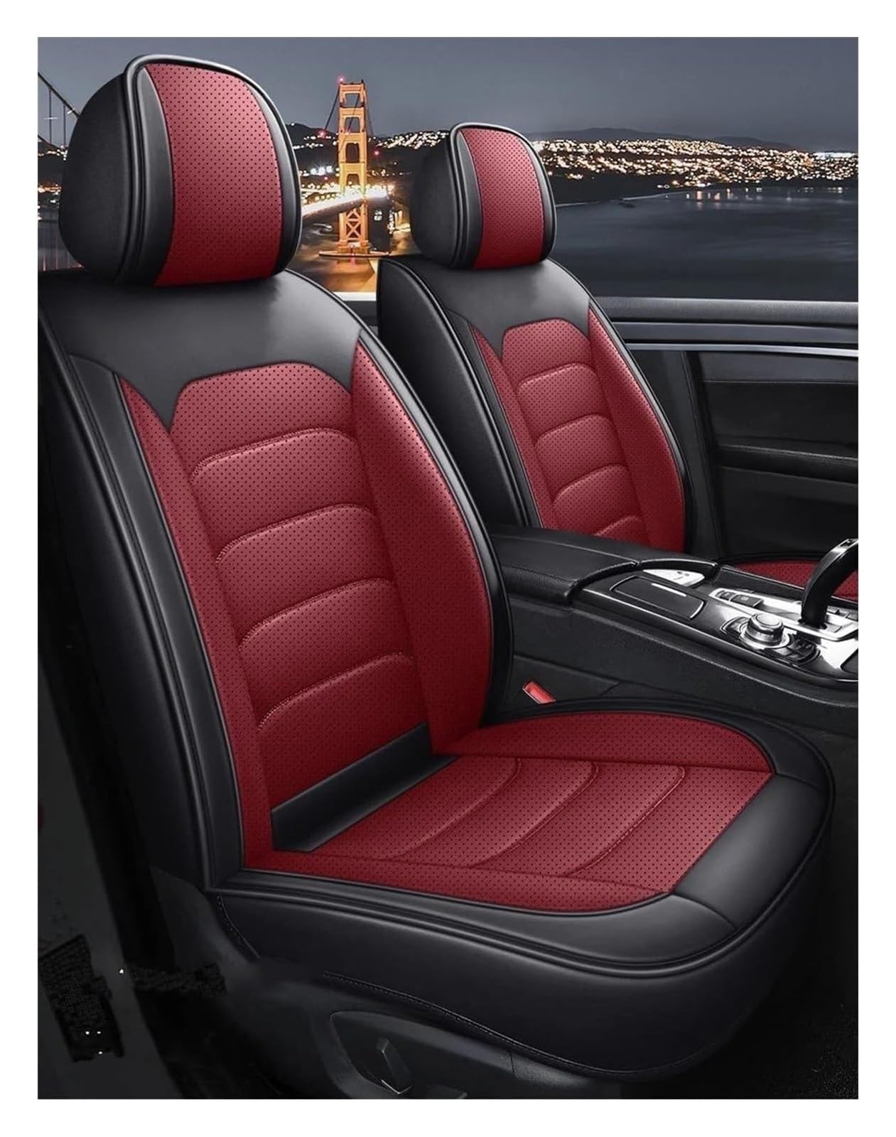 VKVZGPRARW Auto Sitzbezug Für T&oyota Alle Modelle Für Land Cruiser Für Prado Für Yaris Für Venza Für Prius Protektoren Autositzbezüge Autositzbezug(Black Red 4pcs) von VKVZGPRARW