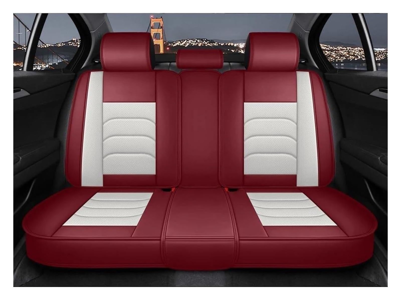 VKVZGPRARW Auto Sitzbezug Für T&oyota Alle Modelle Für Land Cruiser Für Prado Für Yaris Für Venza Für Prius Protektoren Autositzbezüge Autositzbezug(White Red) von VKVZGPRARW