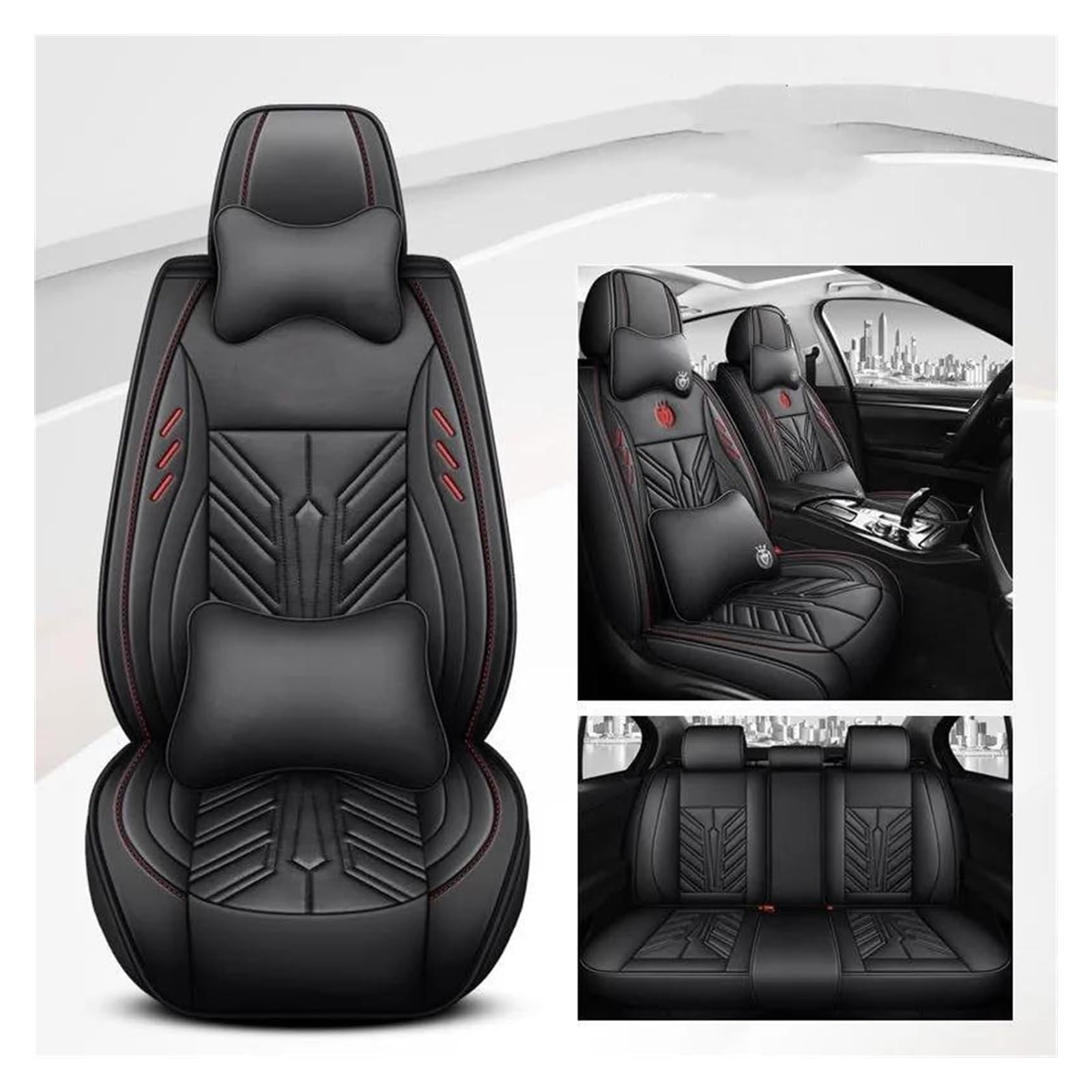 VKVZGPRARW Auto Sitzbezug Für T&oyota Alle Modelle Für Land Für Cruiser Für Prado Für Yaris Für Venza Für Prius Für Camry Für Corolla Auto Sitzbezüge(Black A) von VKVZGPRARW