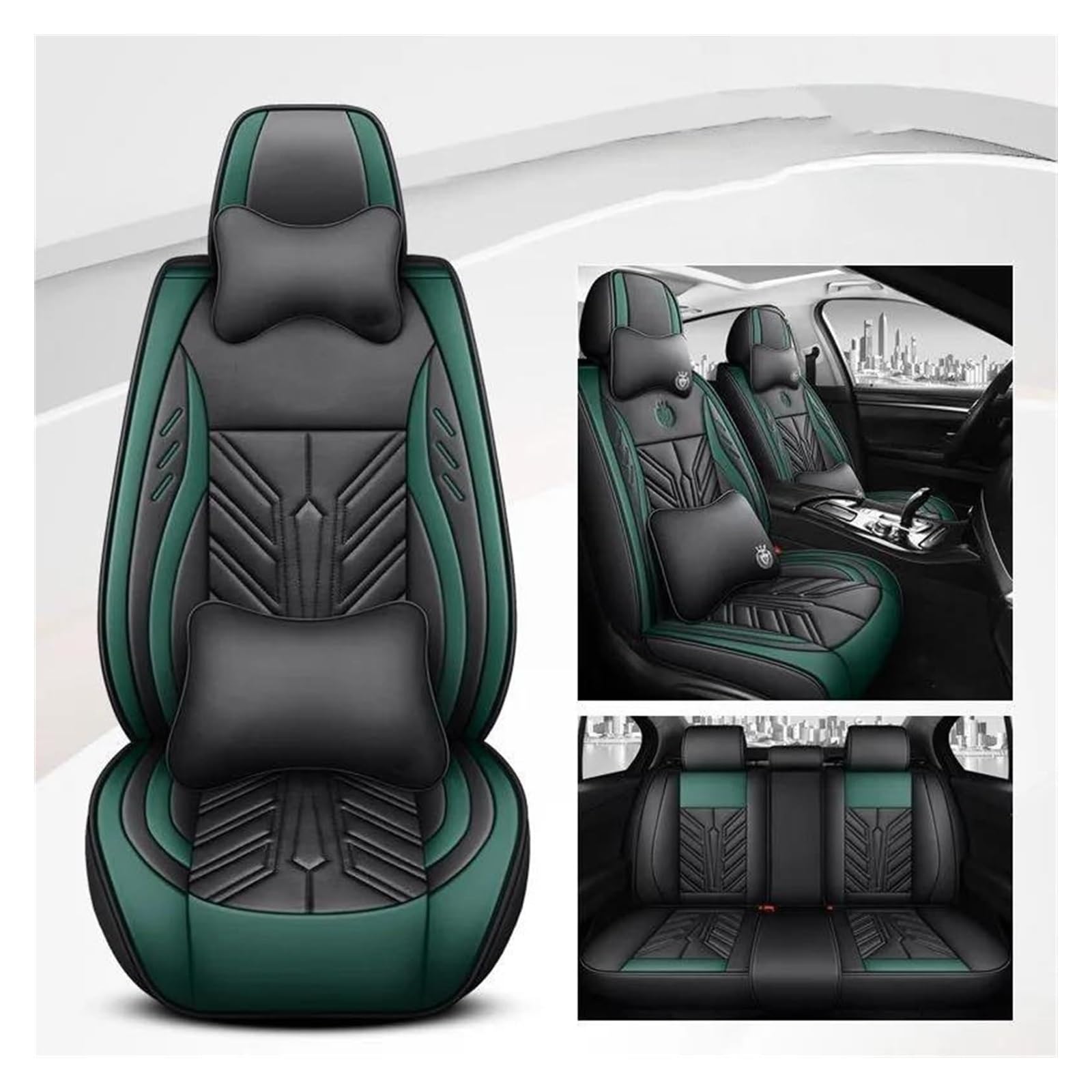 VKVZGPRARW Auto Sitzbezug Für T&oyota Alle Modelle Für Land Für Cruiser Für Prado Für Yaris Für Venza Für Prius Für Camry Für Corolla Auto Sitzbezüge(Green A) von VKVZGPRARW
