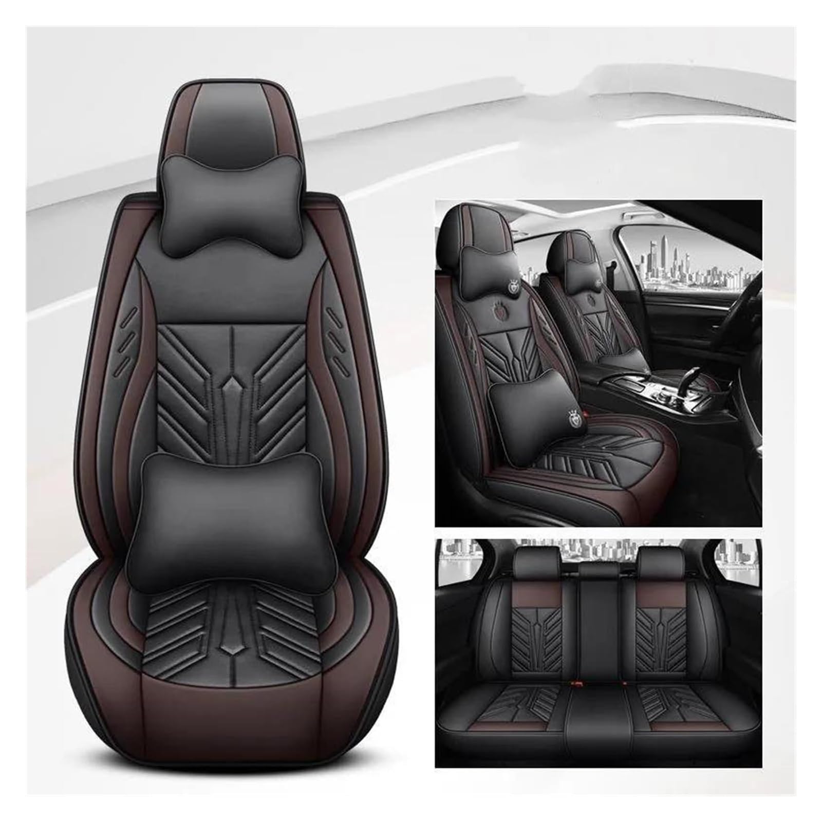 VKVZGPRARW Auto Sitzbezug Für T&oyota Alle Modelle Für Land Für Cruiser Für Prado Für Yaris Für Venza Für Prius Für Camry Für Corolla AutositzbezügeLeder(Coffee A) von VKVZGPRARW