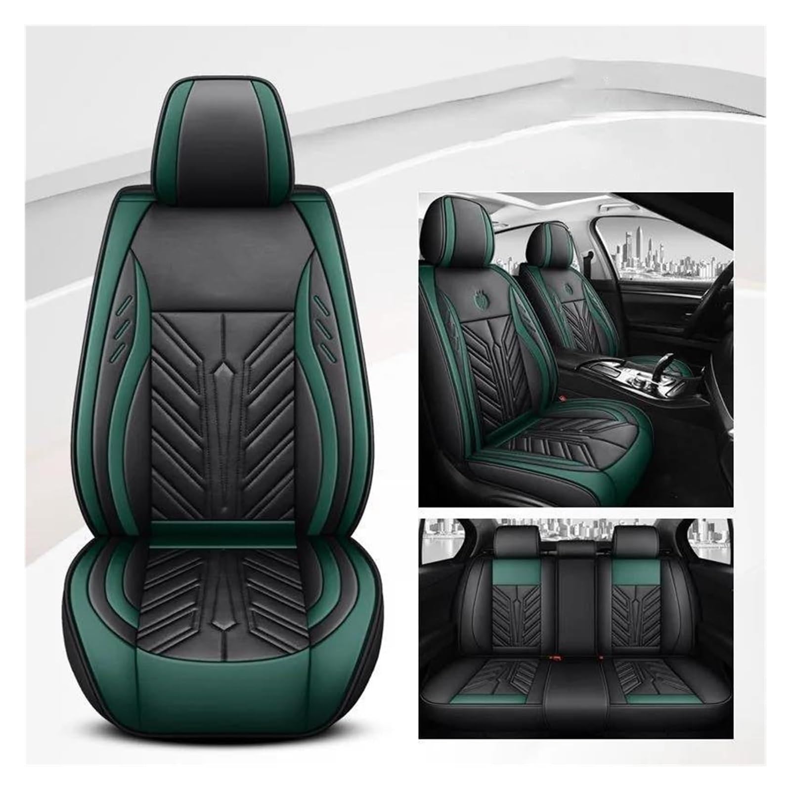 VKVZGPRARW Auto Sitzbezug Für T&oyota Alle Modelle Für Land Für Cruiser Für Prado Für Yaris Für Venza Für Prius Für Camry Für Corolla AutositzbezügeLeder(Grün) von VKVZGPRARW