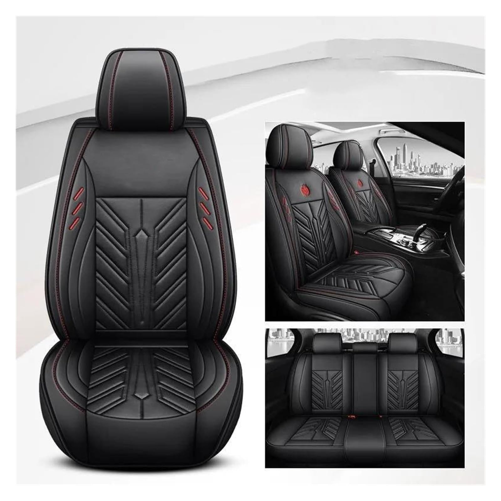 VKVZGPRARW Auto Sitzbezug Für T&oyota Alle Modelle Für Land Für Cruiser Für Prado Für Yaris Für Venza Für Prius Für Camry Für Corolla AutositzbezügeLeder(Schwarz) von VKVZGPRARW