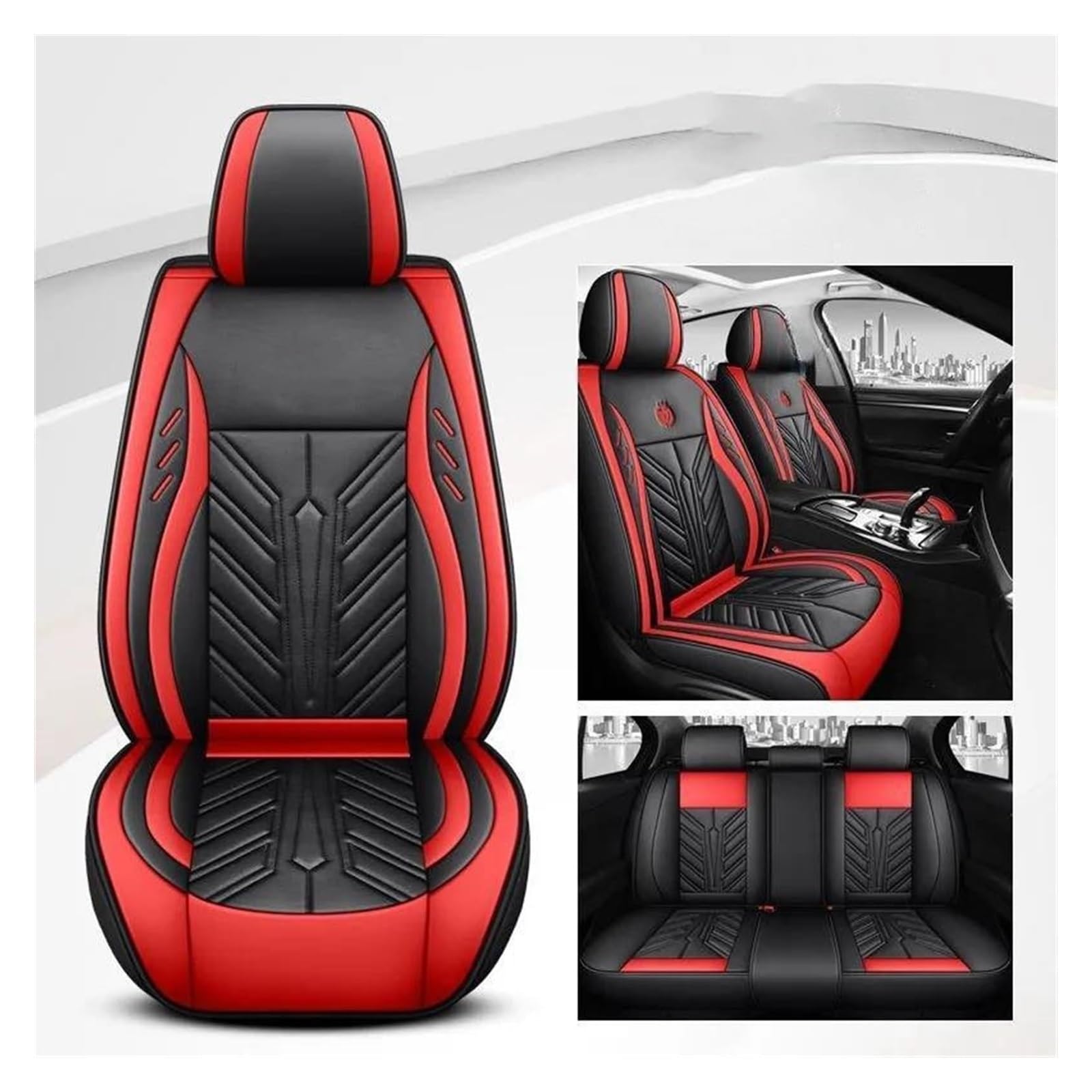 VKVZGPRARW Auto Sitzbezug Für T&oyota Alle Modelle Für Land Für Cruiser Für Prado Für Yaris Für Venza Für Prius Für Camry Für Corolla AutositzbezügeLeder(rot) von VKVZGPRARW