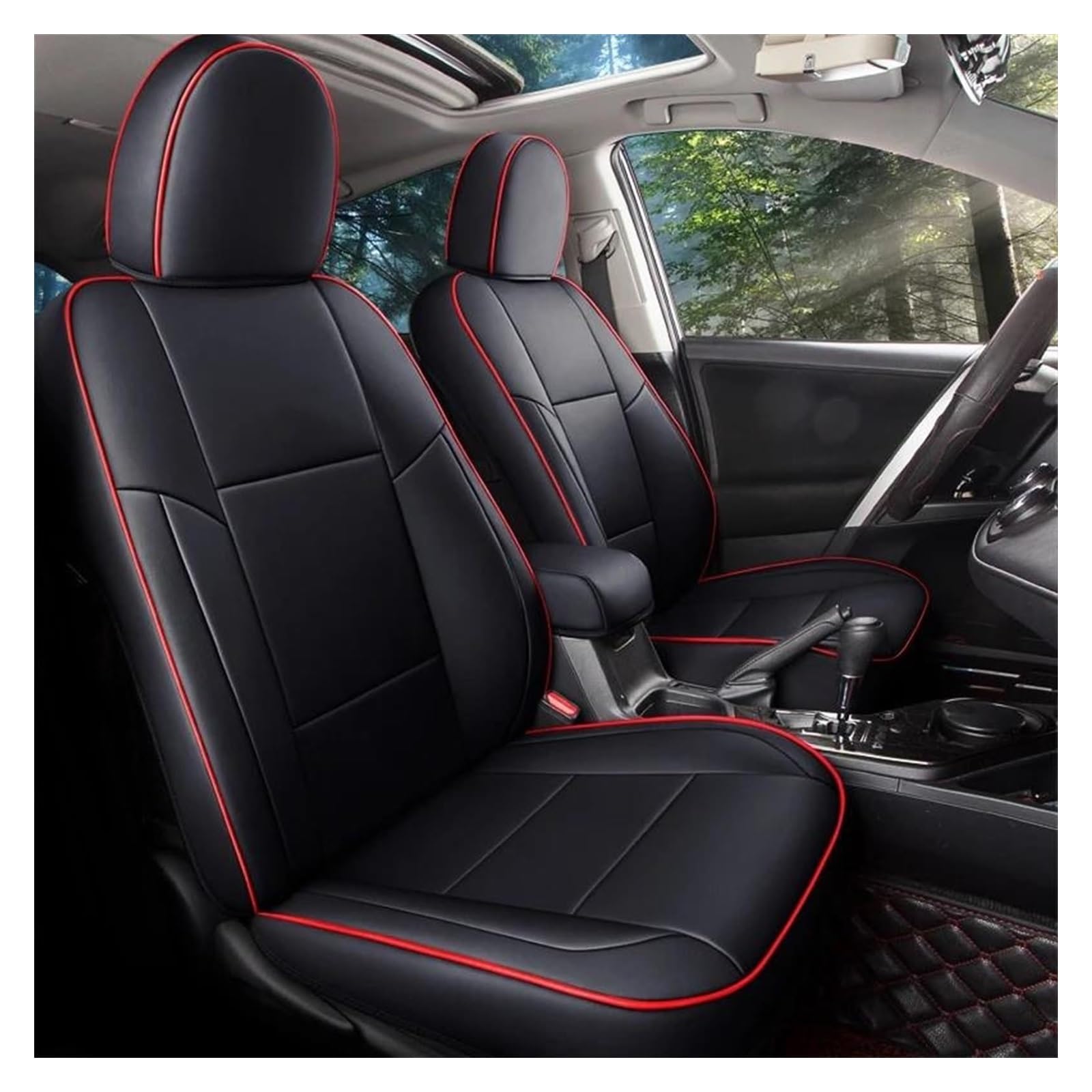 VKVZGPRARW Auto Sitzbezug Für T&oyota Für Rav4 2013-2019, wasserdichte Kunstleder-Zubehör, Auto-Styling-Autositzbezüge, Passgenau Für Autositzbezüge(rot) von VKVZGPRARW