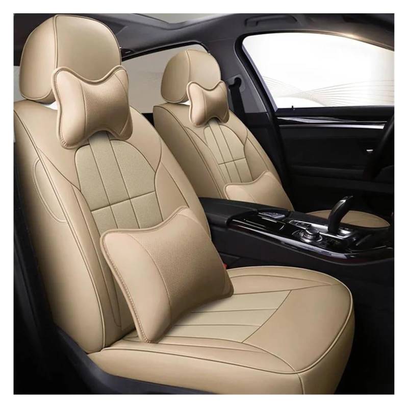 VKVZGPRARW Auto Sitzbezug Für VW Für Phaeton Für Caddy Für EOS Für UP R36 Autositzbezüge Benutzerdefinierte Rindsleder Autositzbezug Auto(Beige Lux) von VKVZGPRARW