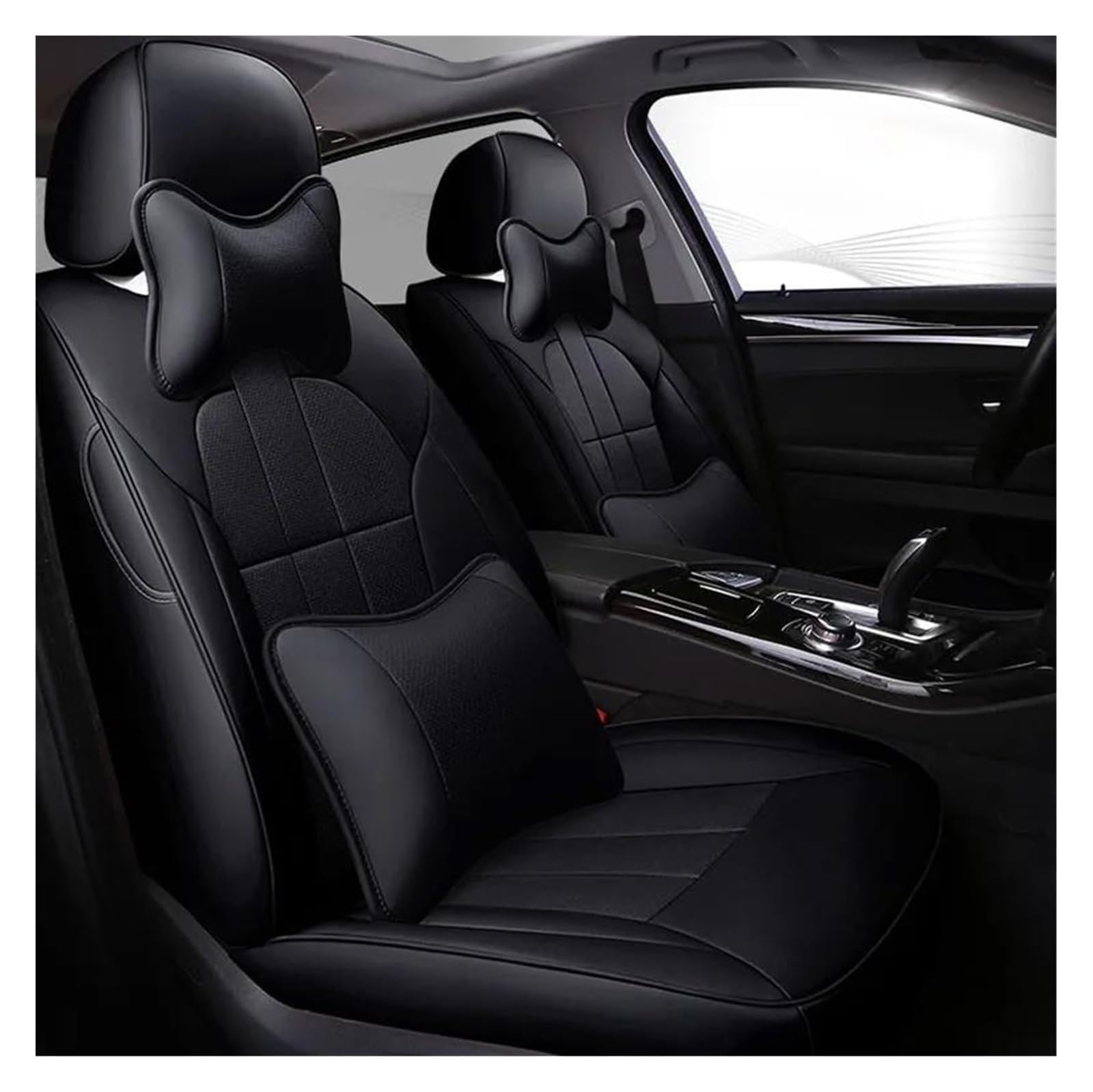 VKVZGPRARW Auto Sitzbezug Für VW Für Phaeton Für Caddy Für EOS Für UP R36 Autositzbezüge Benutzerdefinierte Rindsleder Autositzbezug Auto(Black Lux) von VKVZGPRARW