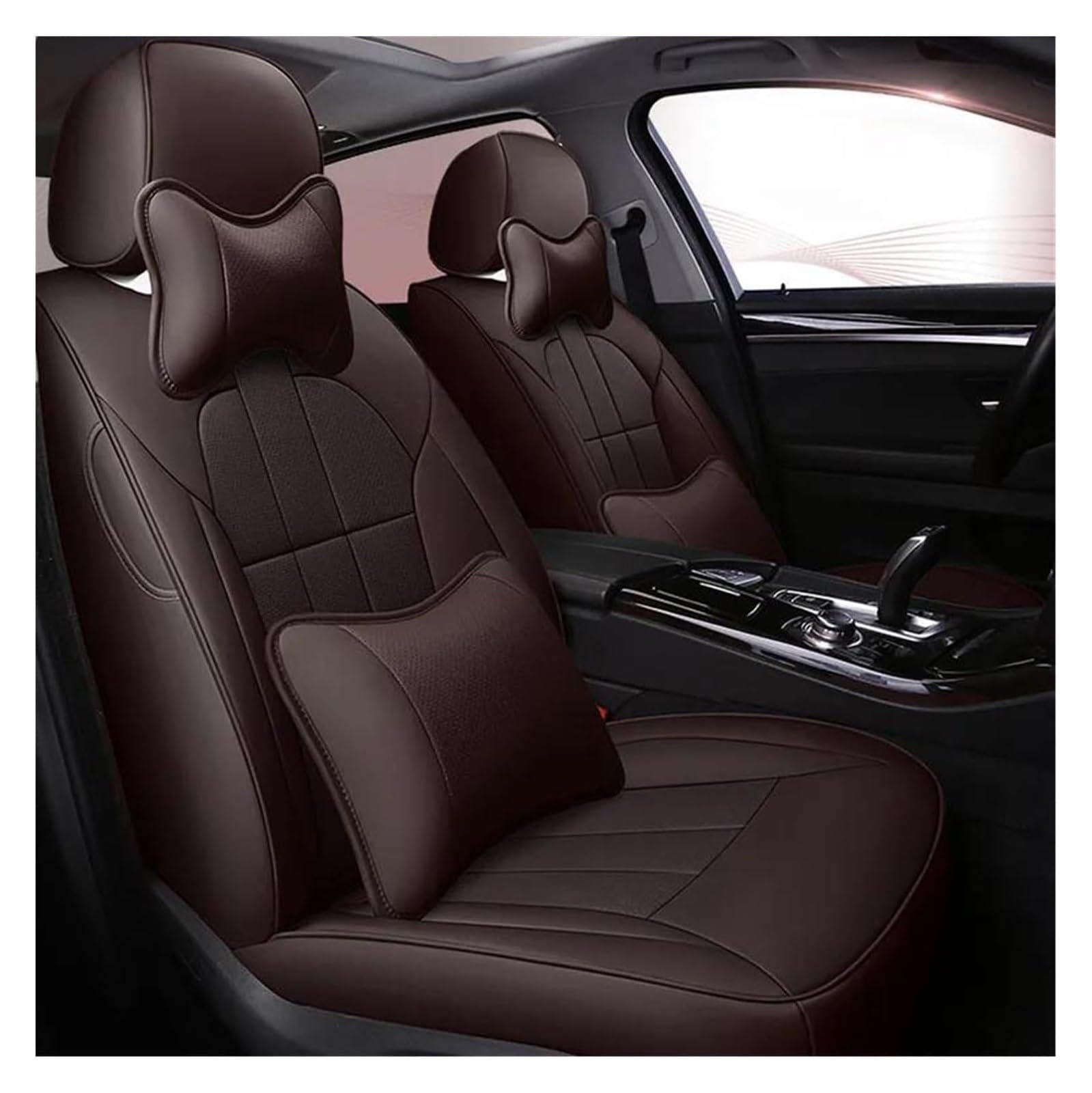 VKVZGPRARW Auto Sitzbezug Für VW Für Phaeton Für Caddy Für EOS Für UP R36 Autositzbezüge Benutzerdefinierte Rindsleder Autositzbezug Auto(Coffee Lux) von VKVZGPRARW