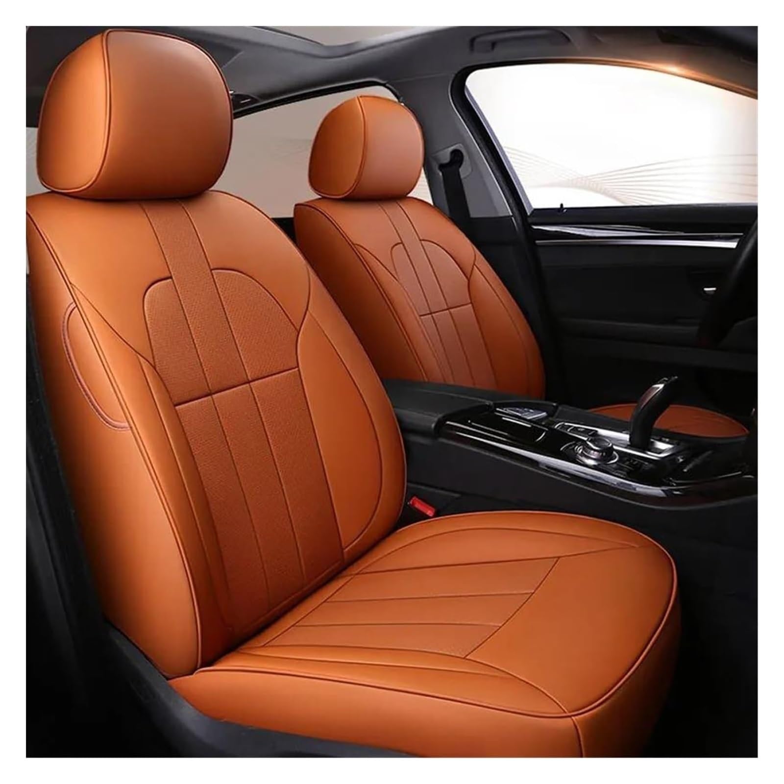 VKVZGPRARW Auto Sitzbezug Für VW Für Phaeton Für Caddy Für EOS Für UP R36 Autositzbezüge Benutzerdefinierte Rindsleder Autositzbezug Auto(Orange) von VKVZGPRARW