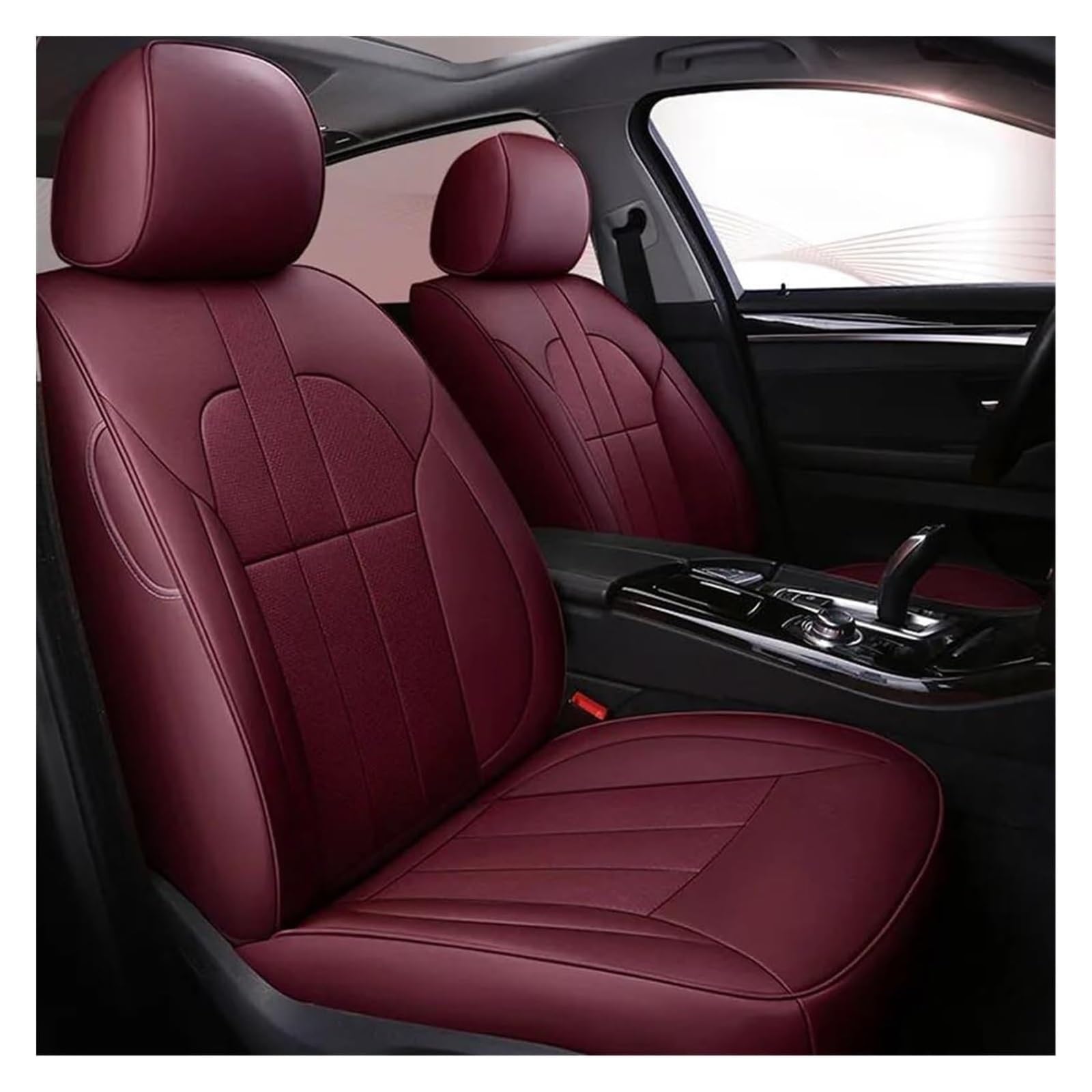 VKVZGPRARW Auto Sitzbezug Für VW Für Phaeton Für Caddy Für EOS Für UP R36 Autositzbezüge Benutzerdefinierte Rindsleder Autositzbezug Auto(Wine Red) von VKVZGPRARW