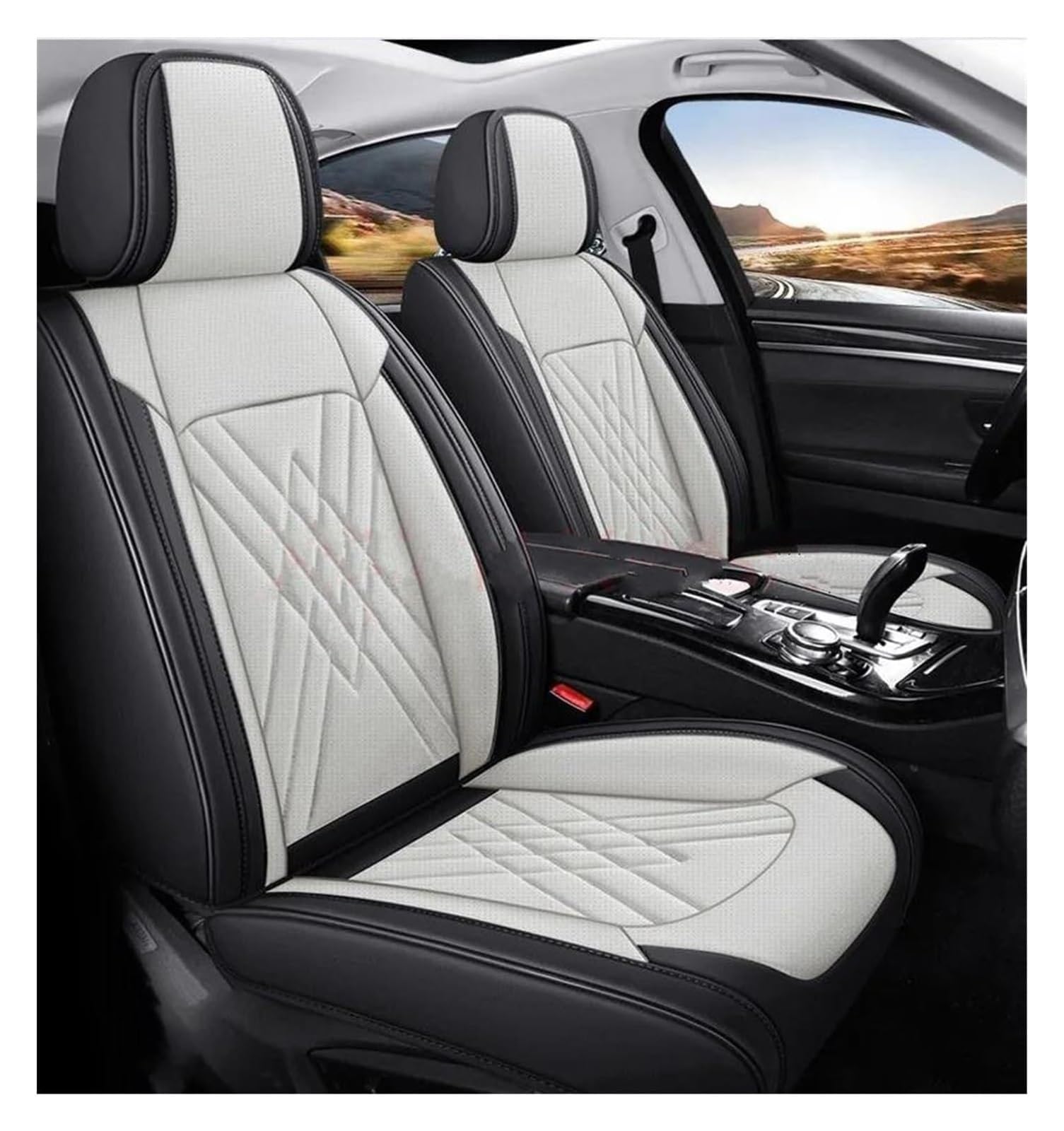 VKVZGPRARW Auto Sitzbezug Für Vectra B Innenzubehör Sitzschoner Autositzbezug Universal Style 3D Autositzbezüge(Black White) von VKVZGPRARW