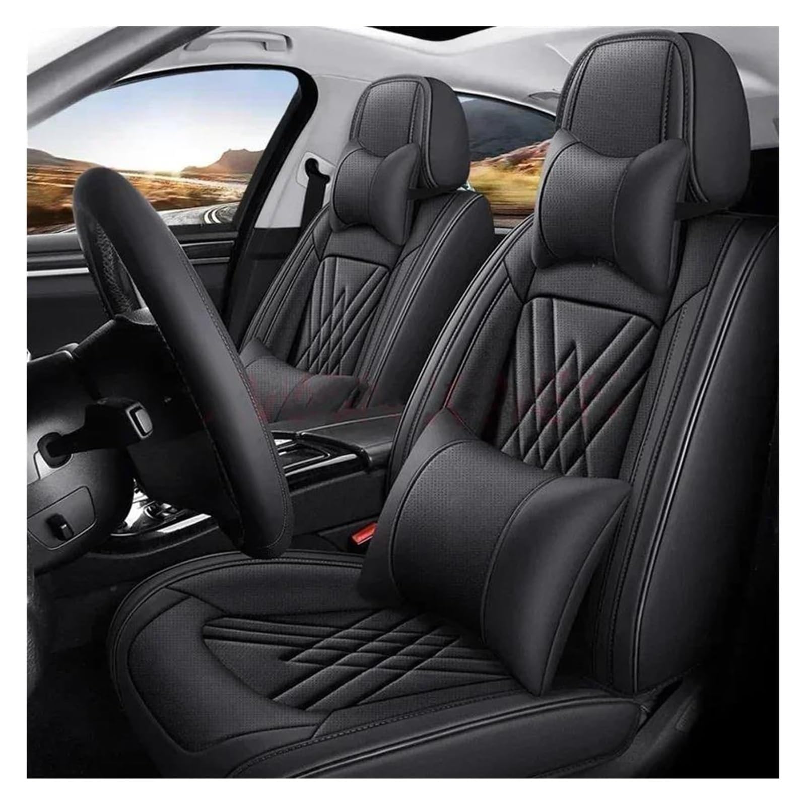 VKVZGPRARW Auto Sitzbezug Für Vectra B Innenzubehör Sitzschoner Autositzbezug Universal Style 3D Autositzbezüge(Luxury Black) von VKVZGPRARW