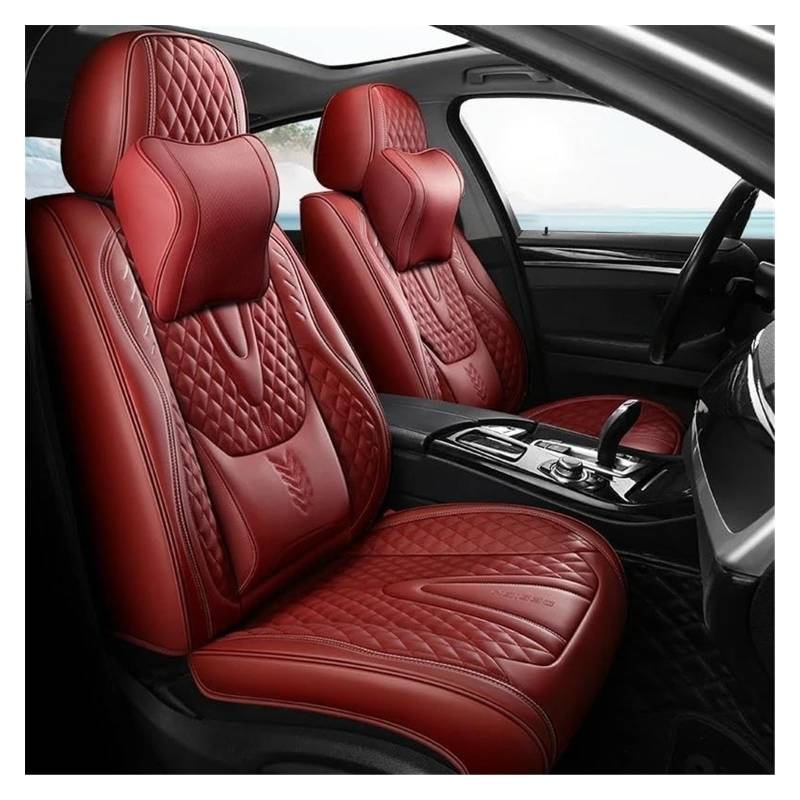 VKVZGPRARW Auto Sitzbezug Universal-Autositzbezüge Vollständig Abgedeckt Langlebiges Kunstleder-Sitzkissen Für Limousine SUV Sitzbezüge Für Autositzbezüge(Red A) von VKVZGPRARW