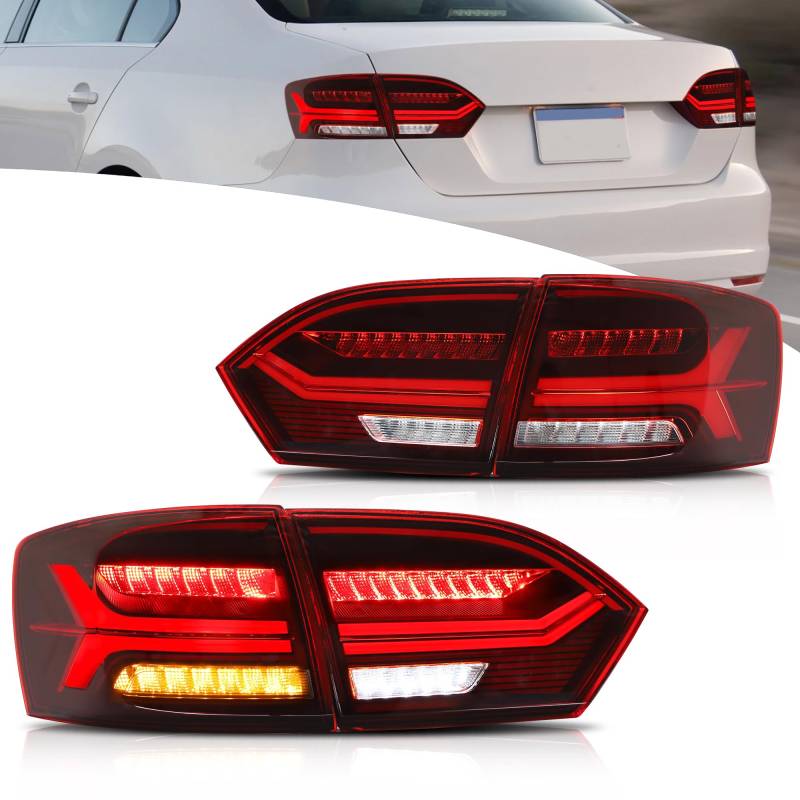 VLAND Rückleuchten kompatibel für Jetta 6 Jetta MK6 2011–2018 Limousine [nicht für GLI], Kein E-Prüfzeichen, 1 Satz Fahrer- und Beifahrerseite - Rot von VLAND Motor