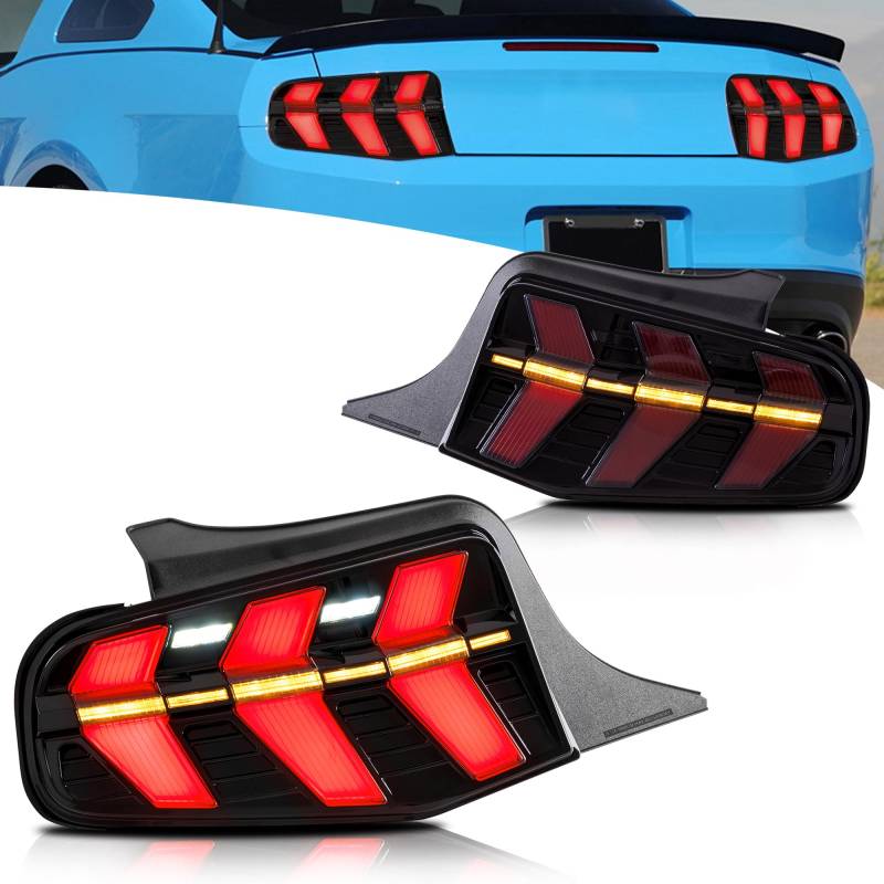 VLAND Rückleuchten kompatibel für Mustang 2010 2011 2012, Kein E-Prüfzeichen, 1 Satz Fahrer- und Beifahrerseite - 7 Modi von VLAND Motor