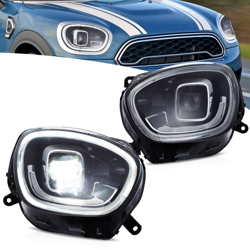 VLAND Motor Scheinwerfer Kompatibel für Mini Cooper Countryman F60 Halogen 2017-2020, Mit E-Prüfzeichen,1 Satz von VLAND Motor